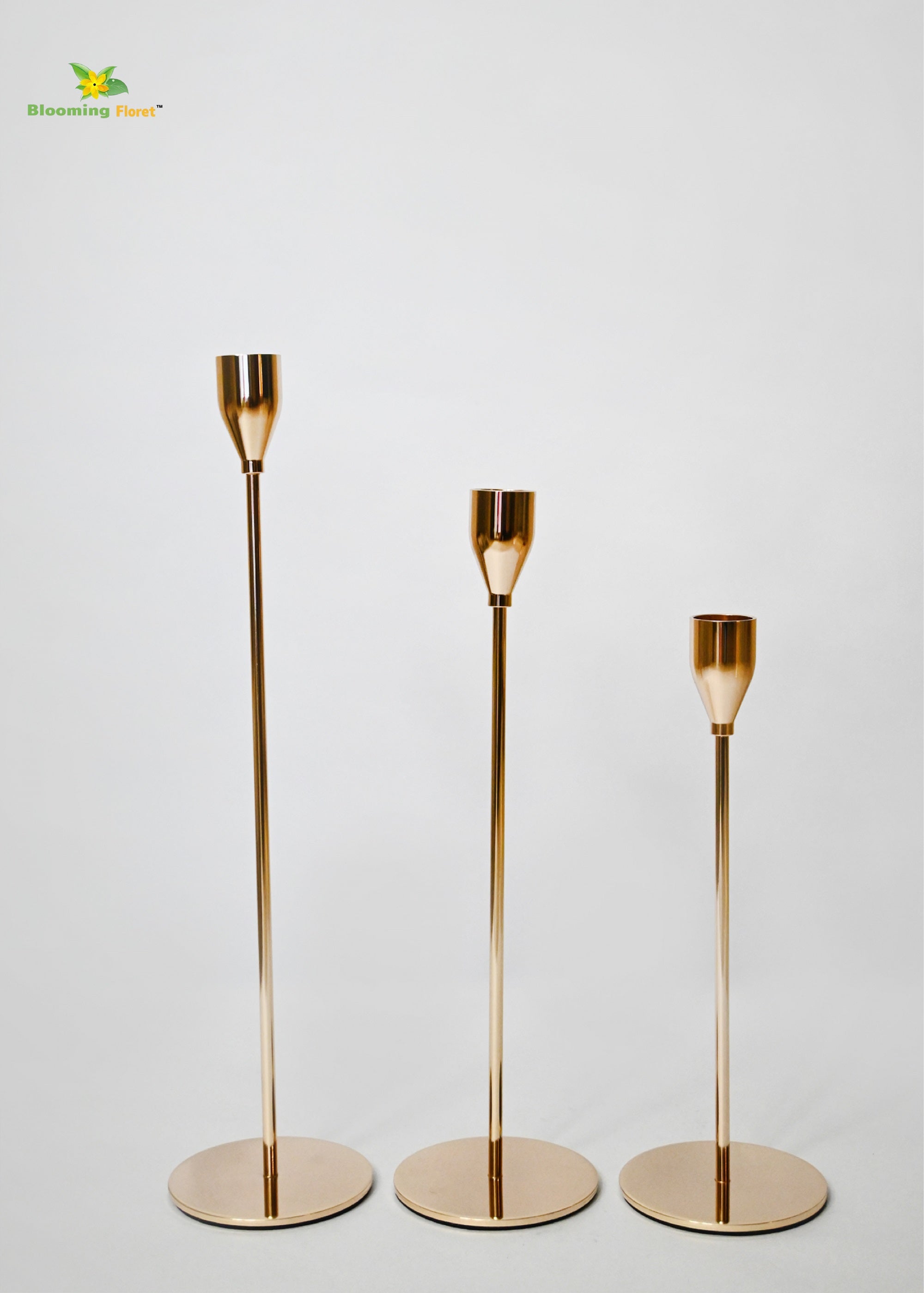 Gleaming Brass Candlestick Trio