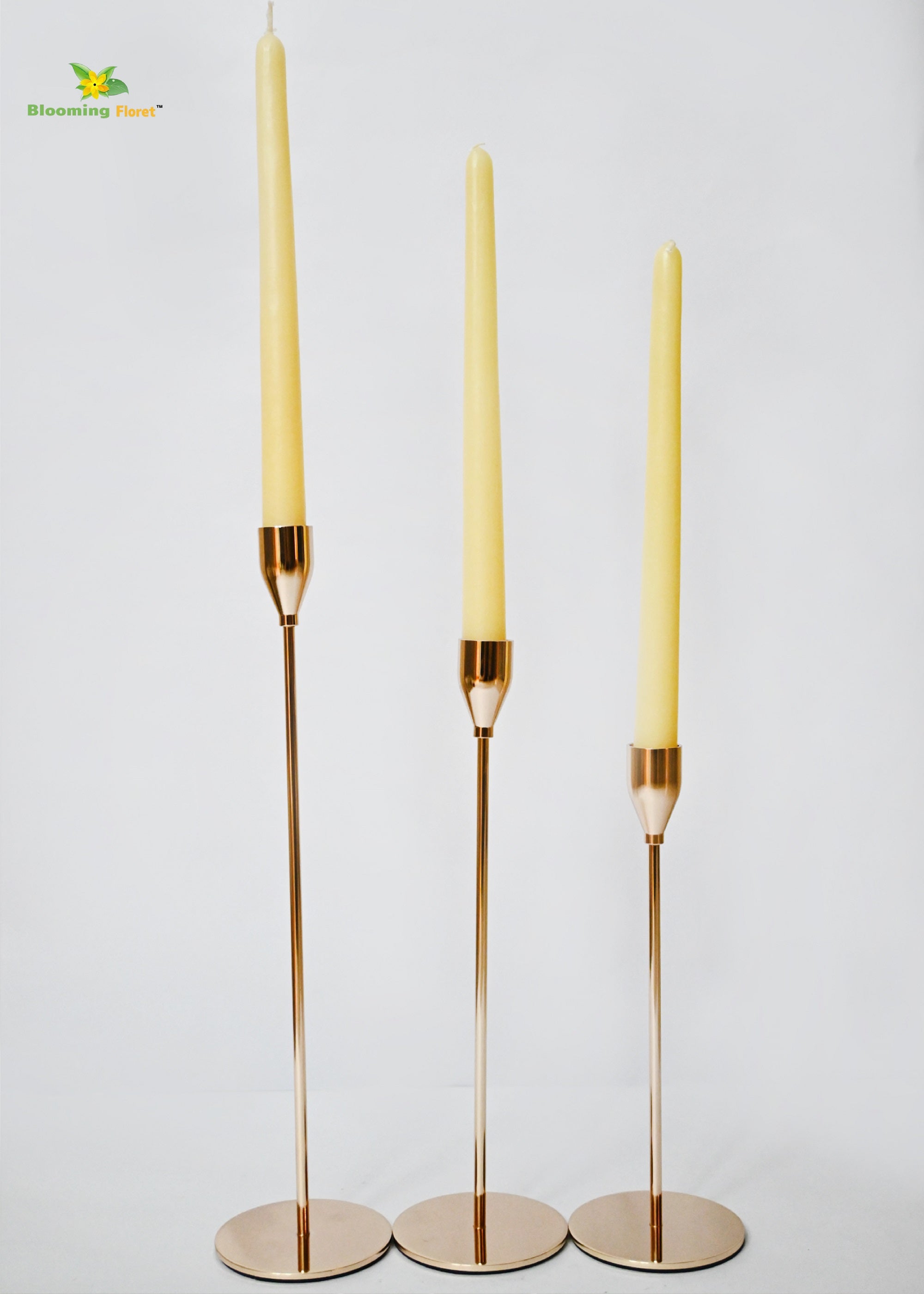 Gleaming Brass Candlestick Trio