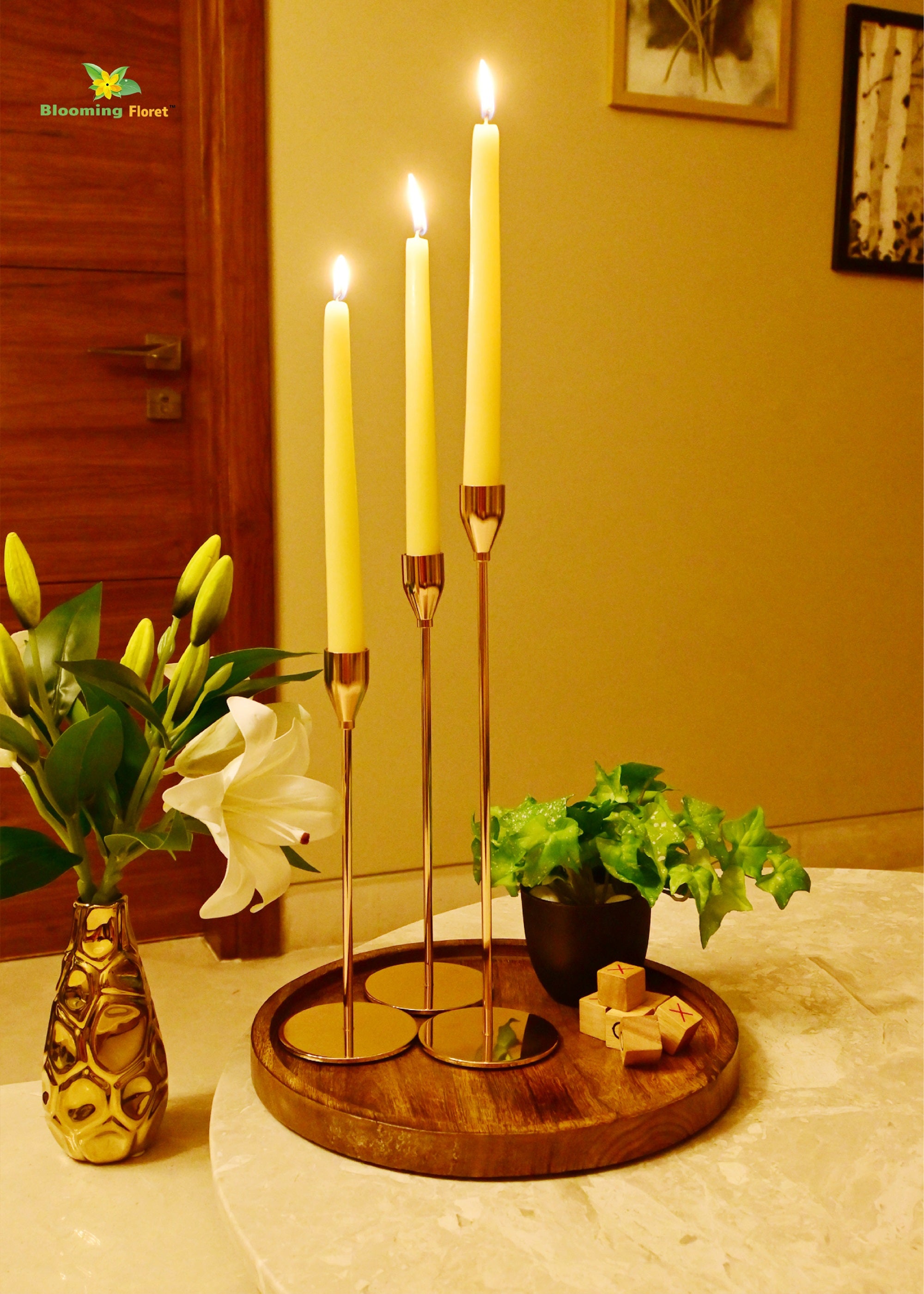 Gleaming Brass Candlestick Trio