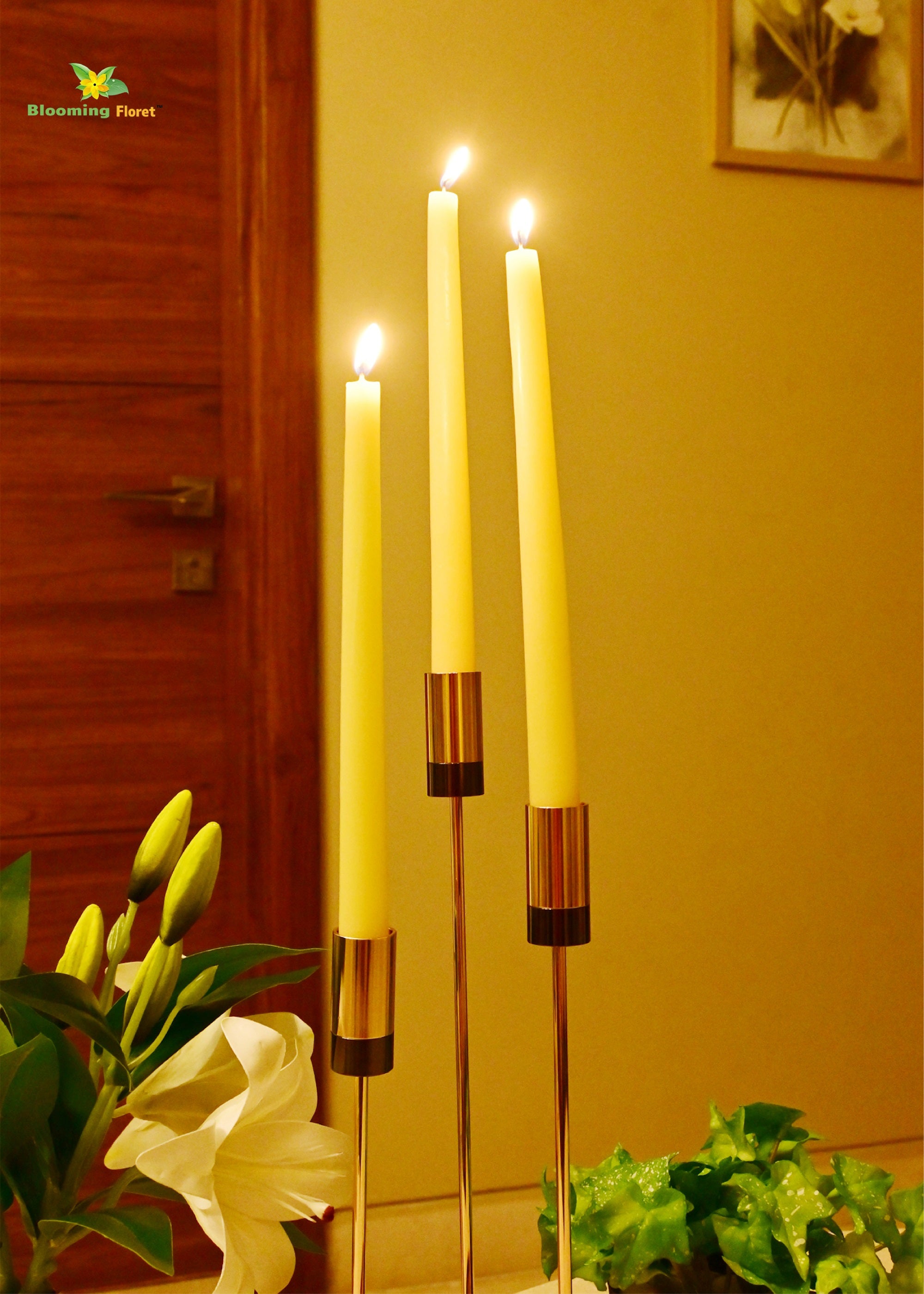 Luxe Radiance Brass Candle Holder Set