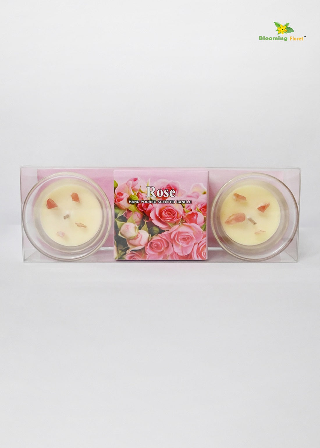 Glass Candle - Set of 2 Pcs, Rose