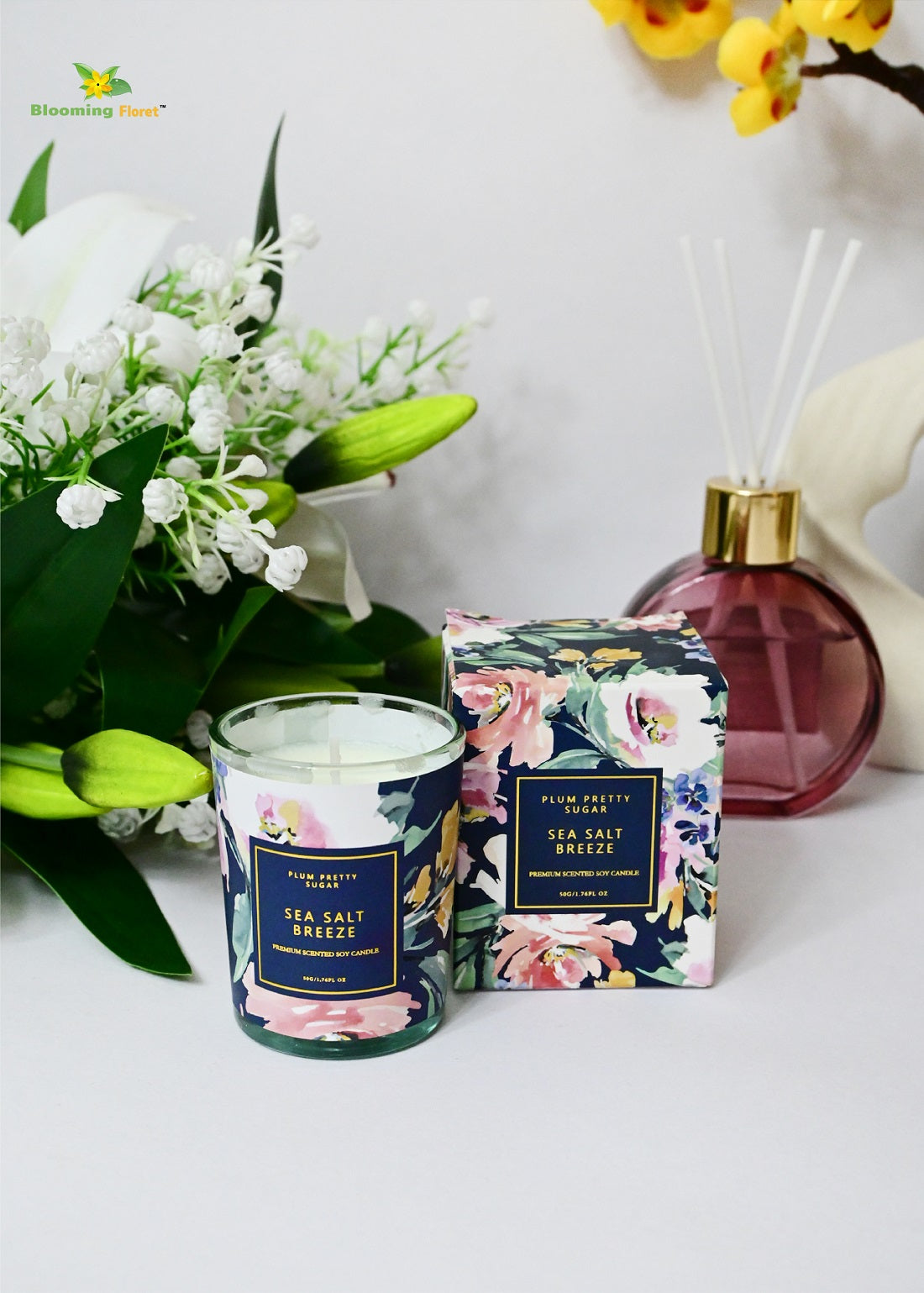Scented Candle Glass Jar - Set of 2 Pcs, Sea Salt