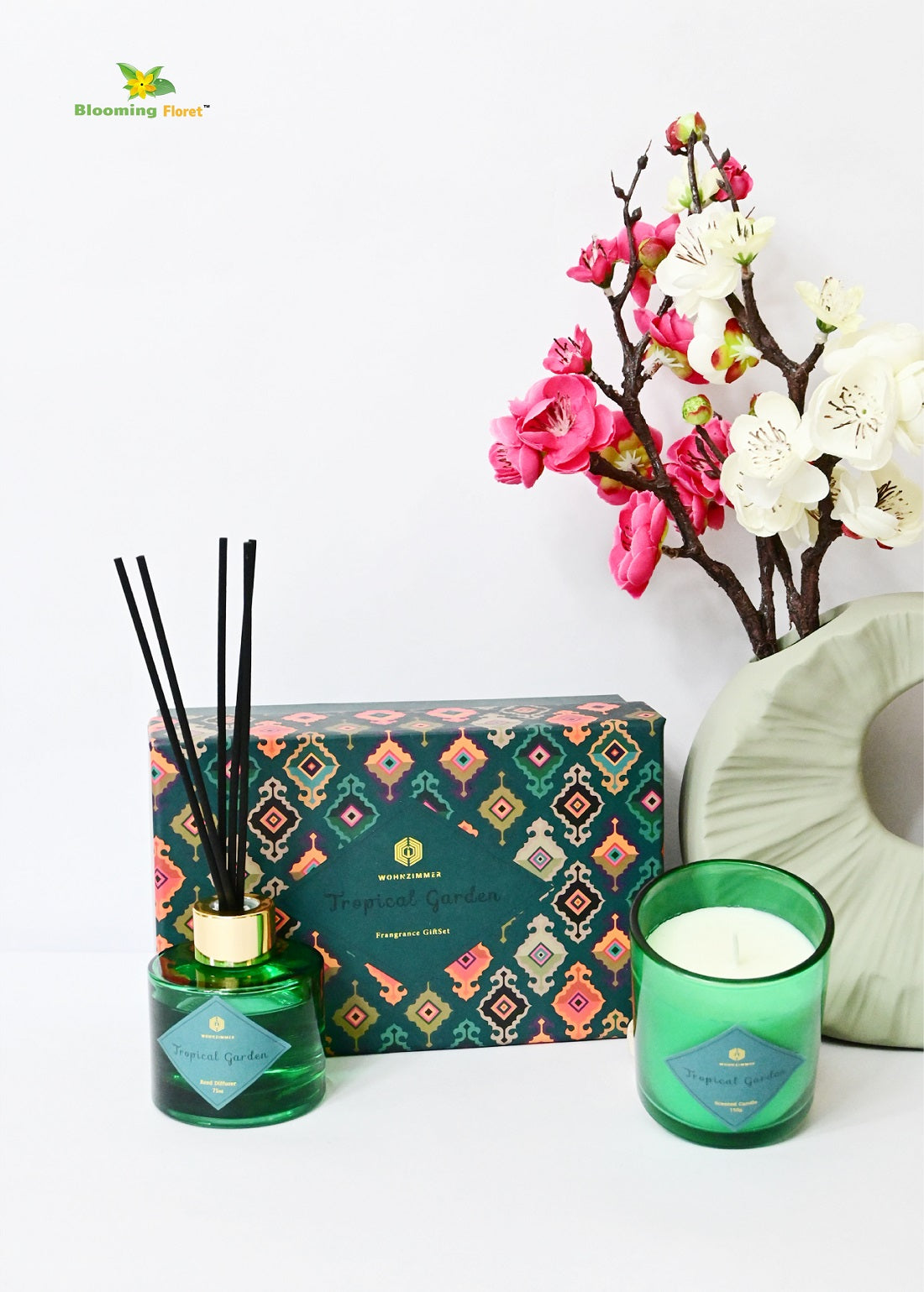 Reed Fragrance Diffuser & Scented Candles, Tropical Garden