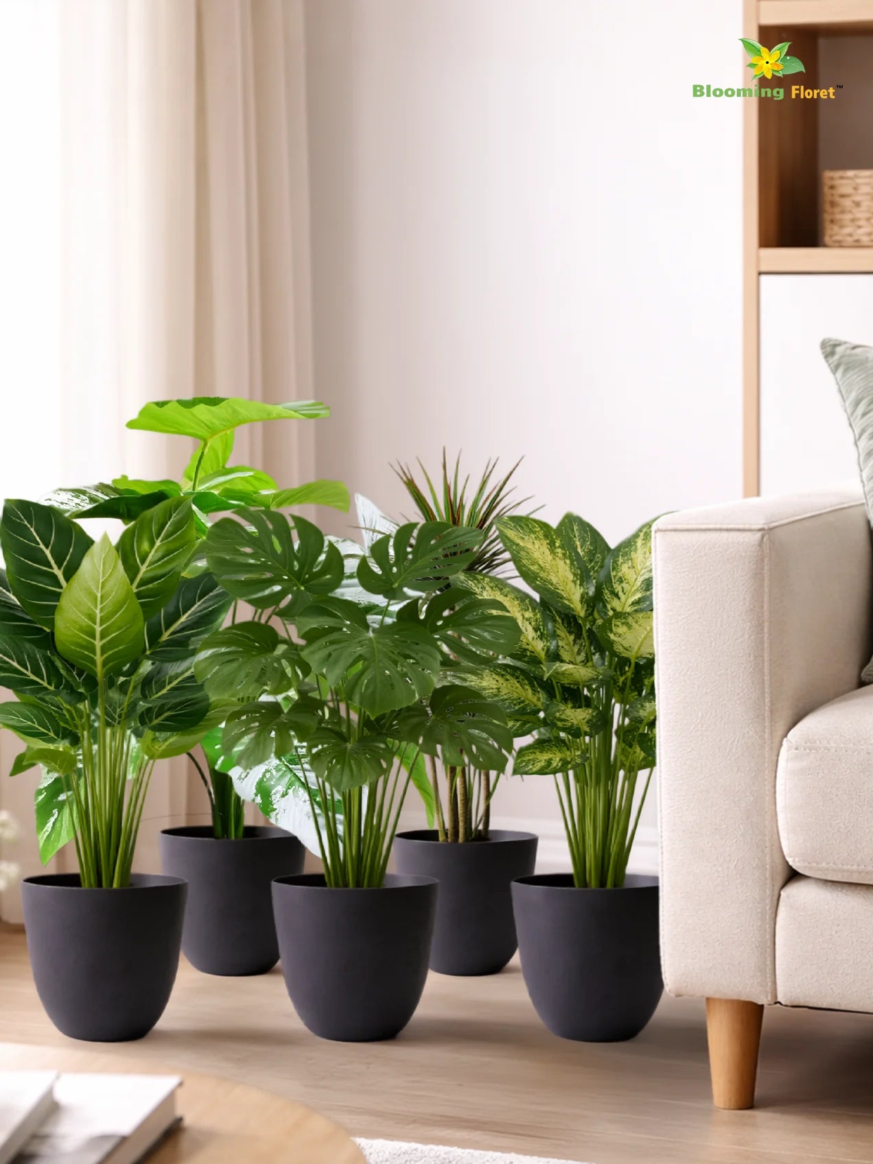 Black Round Planter | 17 cm | Set of 5