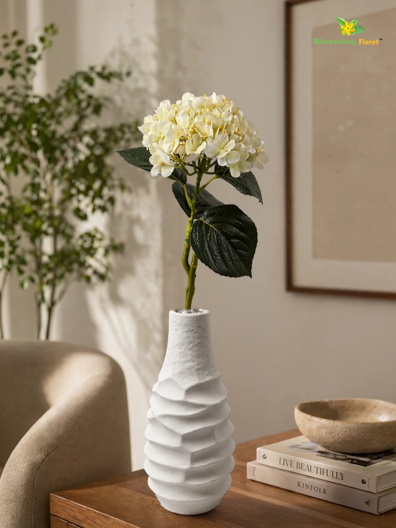 Hydrangea Flower Stick | White | 63 cm