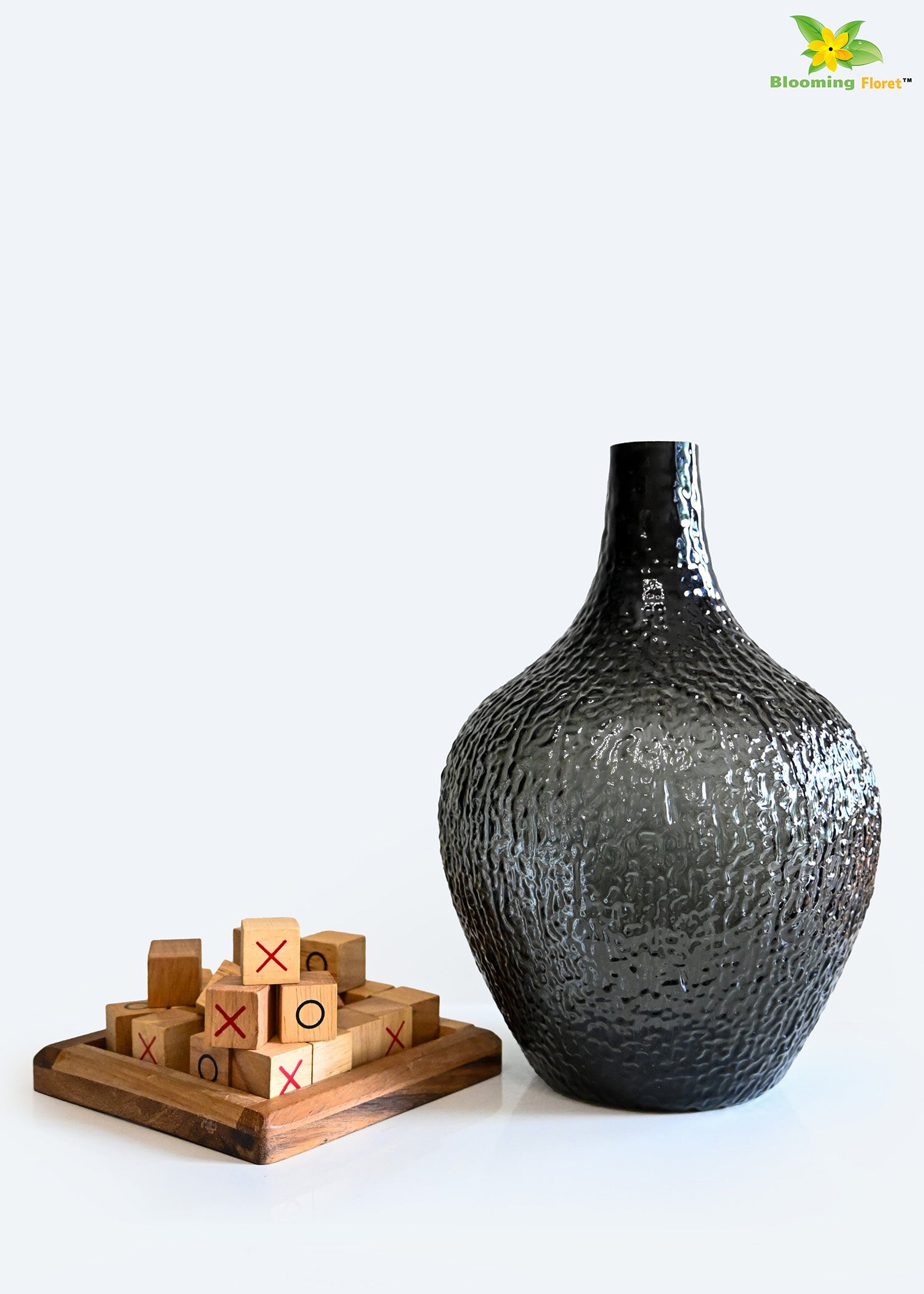 Globular Glass Vase | Black | 25 cm