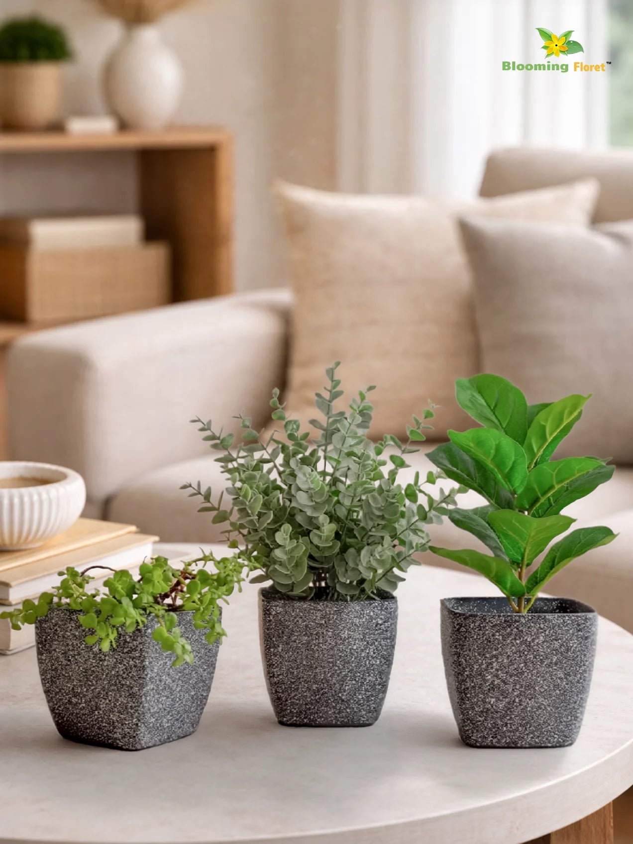 Coarse Textured Square Planter Pot | 13 cm | Set of 3