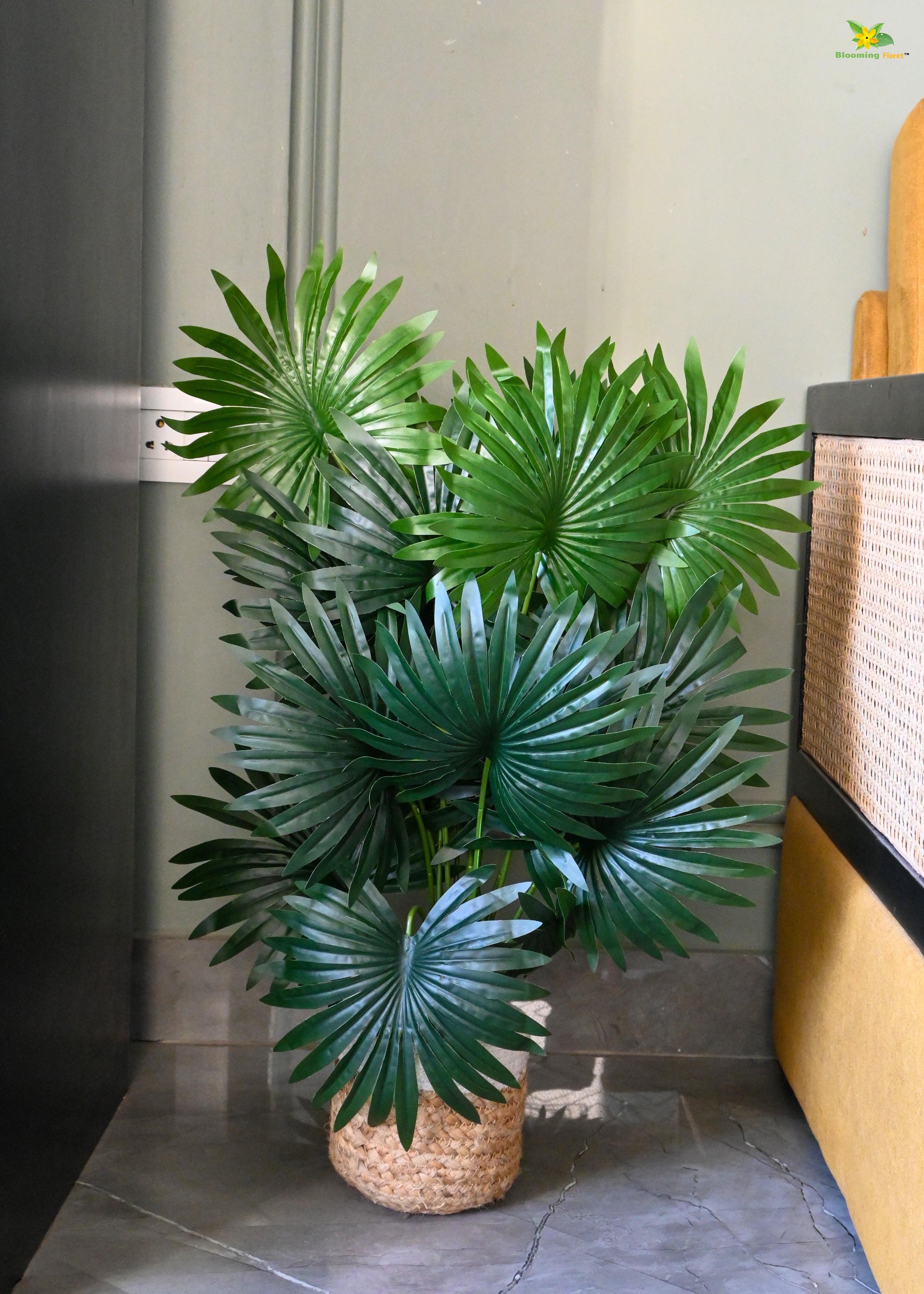 Artificial Fan Palm Plant for Decor | 18 Leaves with Basic Pot | 78.7 cm