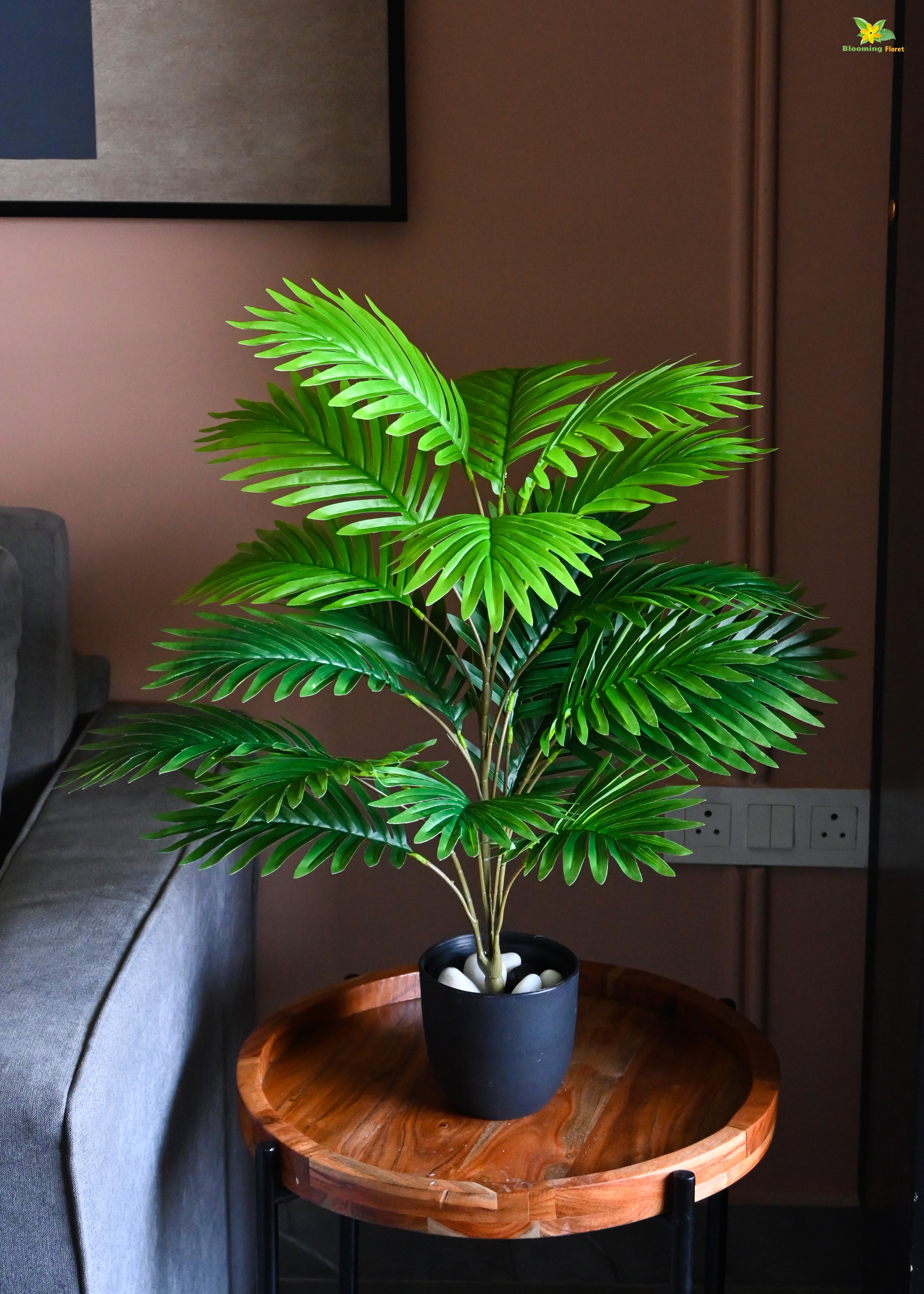  Artificial Areca Palm Plant for Decor | 21 Leaves with Basic Pot | 76.2 cm