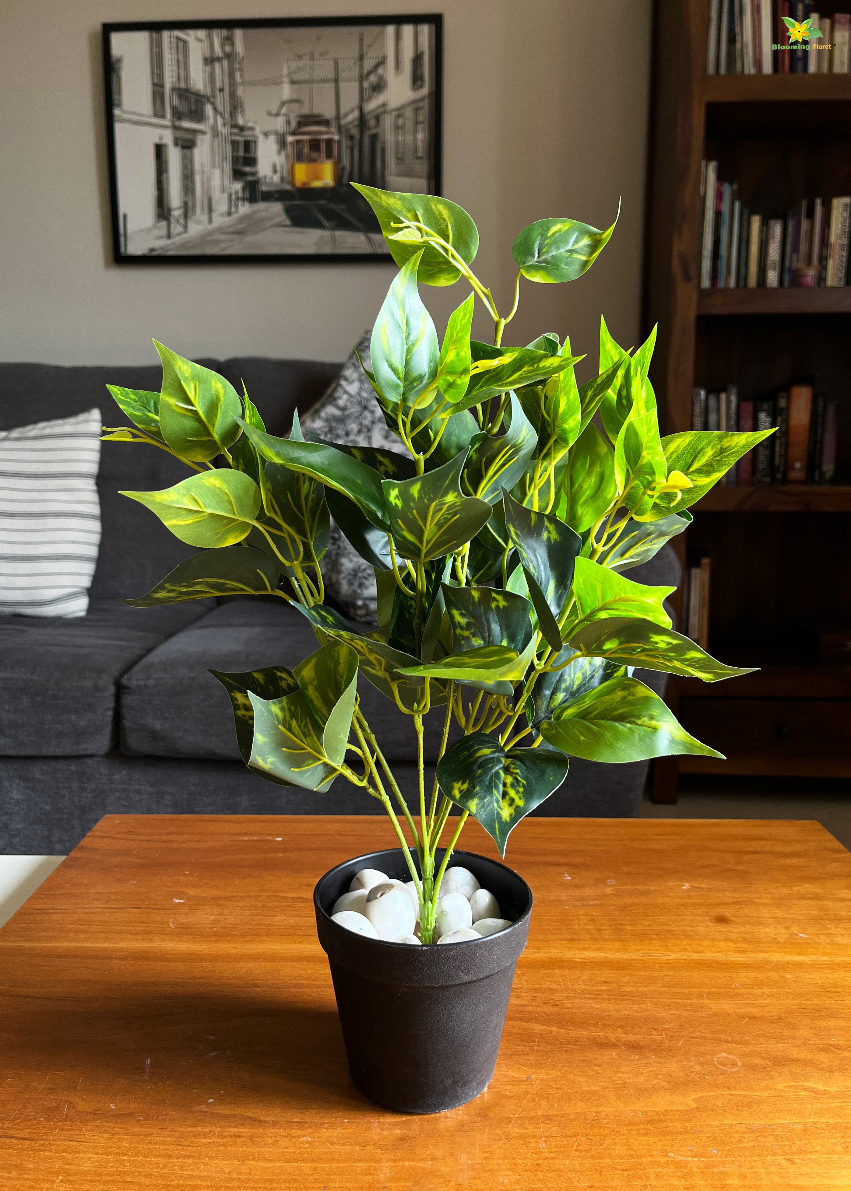 Artificial Golden Pothos for Decor | with Basic Pot | 48.3 cm