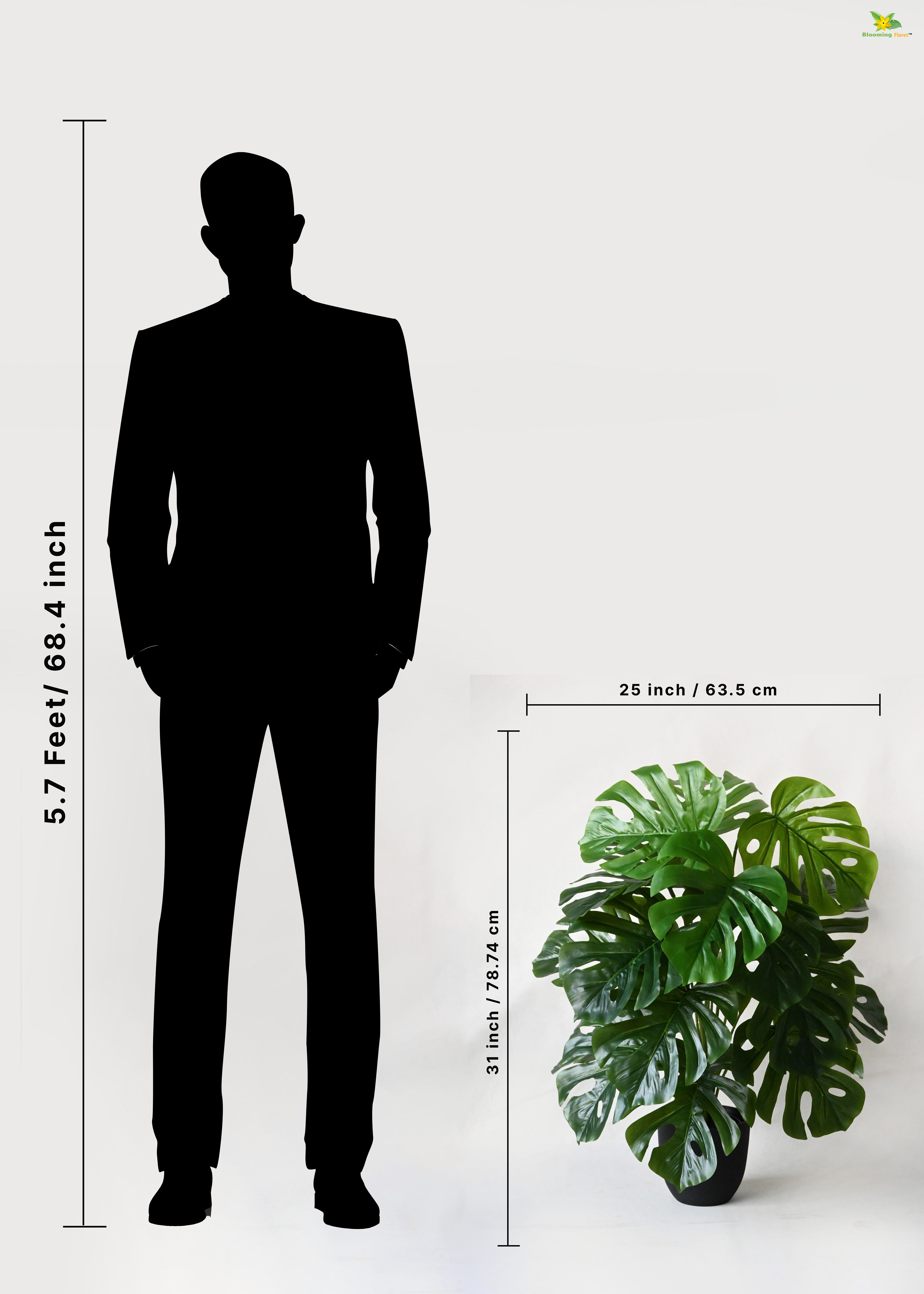 Artificial Monstera Plant for Decor | 18 Leaves with Basic Pot | 78.7 cm