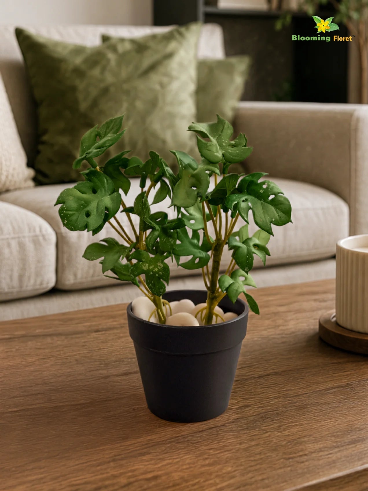 Artificial Mini Monstera Succulent | Light Green | 15 cm