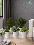 Elegant Ribbed Melamine Pot | White | 16 cm | Set of 5