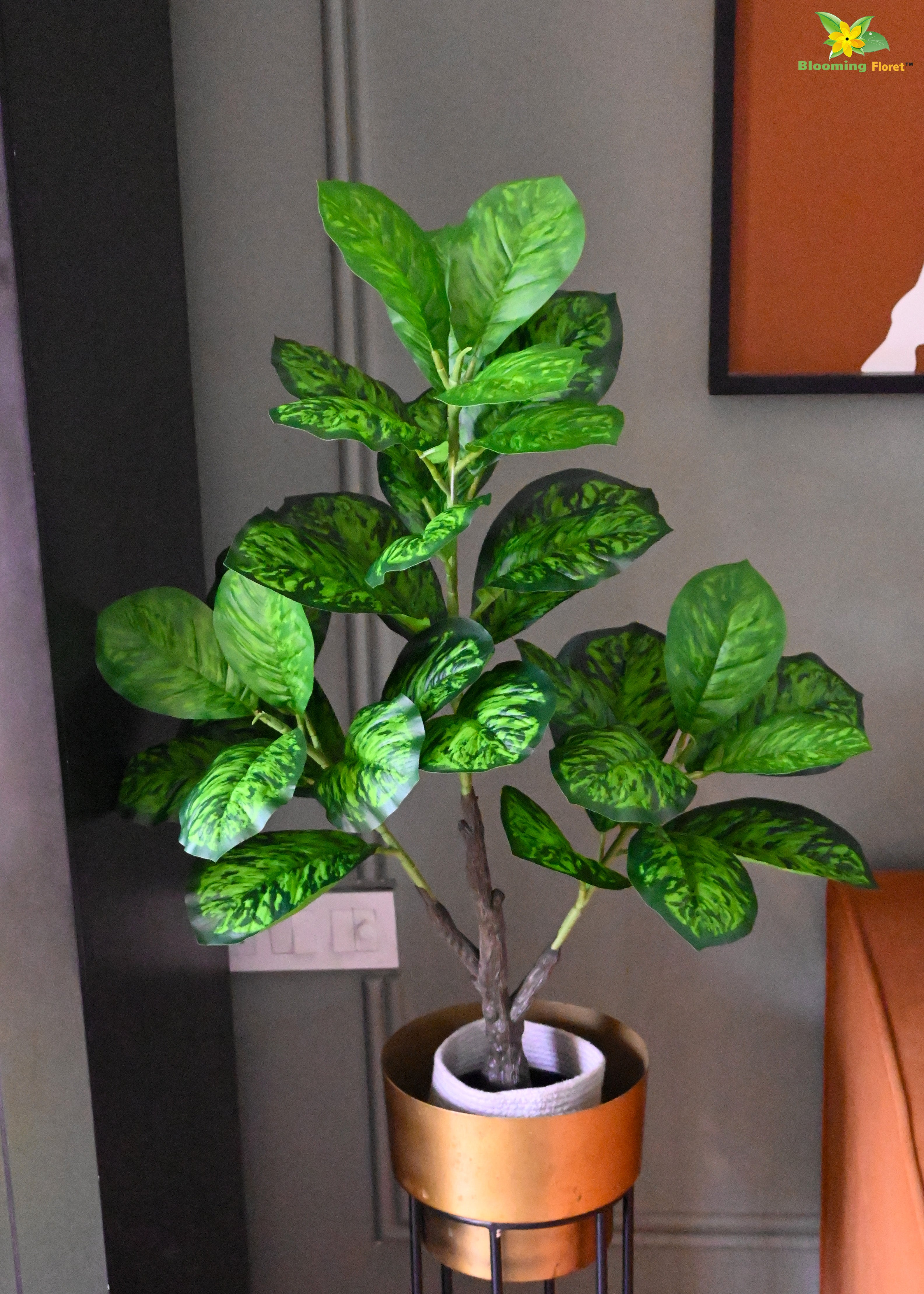 Artificial Dieffenbachia Seguine Plant for Decor | 33 Leaves with Basic Pot | 95 cm