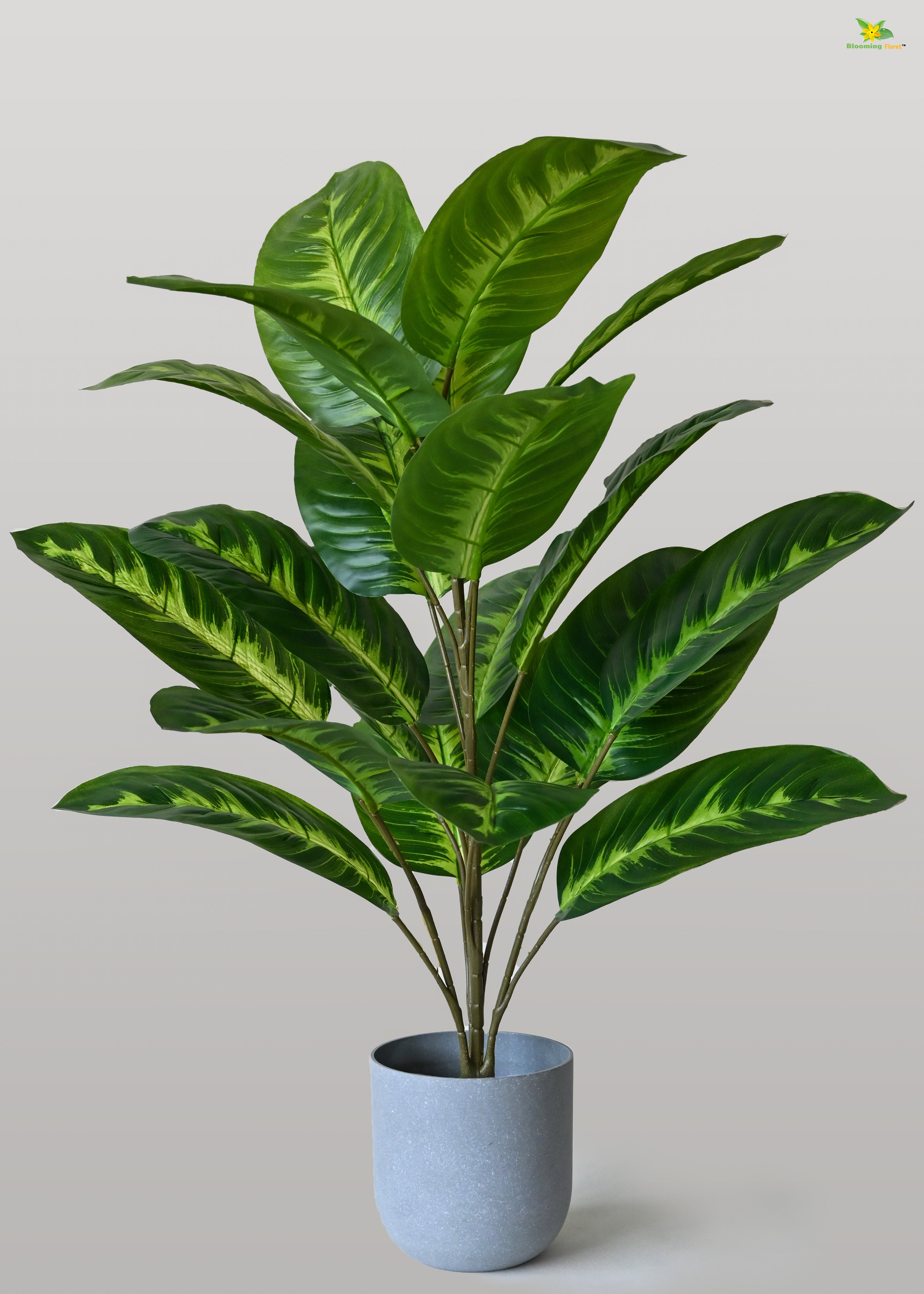 Artificial Jungle Velvet Plant for Decor | 21 Leaves with Basic Pot | 78.7 cm