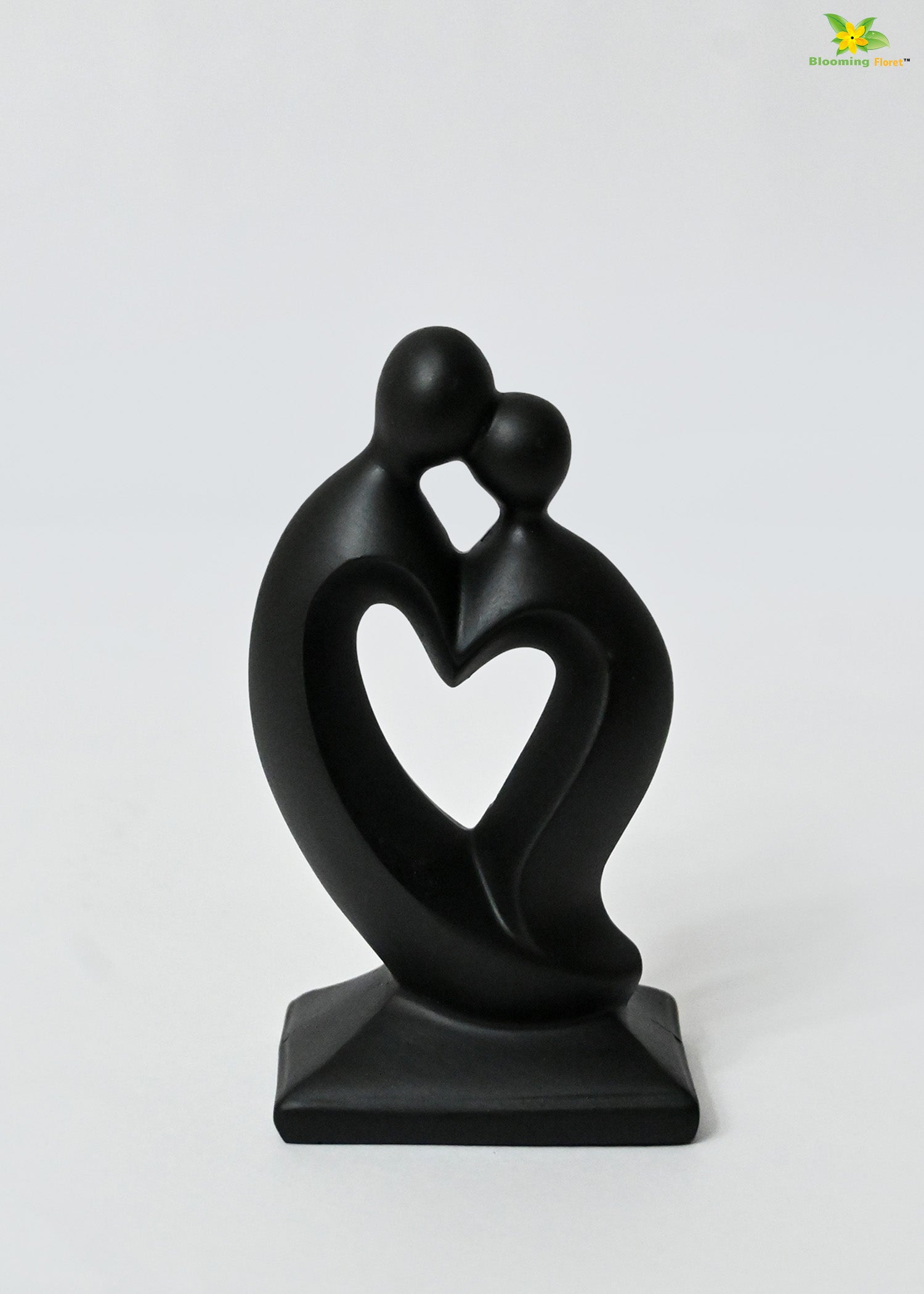 Couple Love Heart Figurine - Black