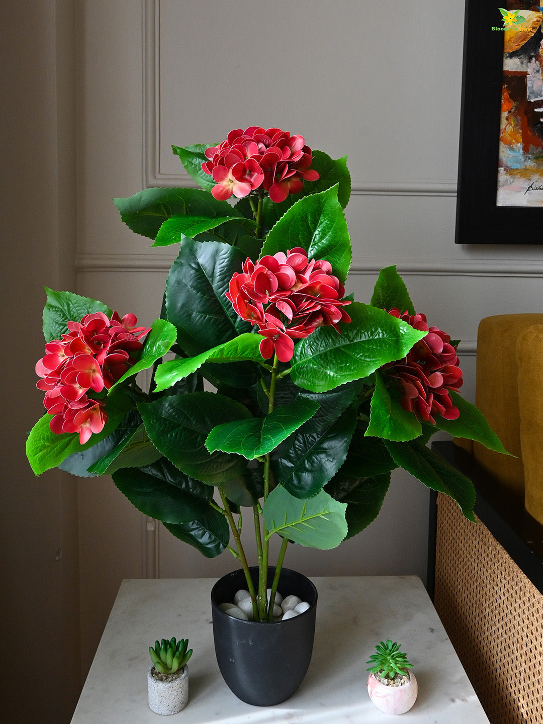 Artificial Hydrangea Flower Bunch - Maroon