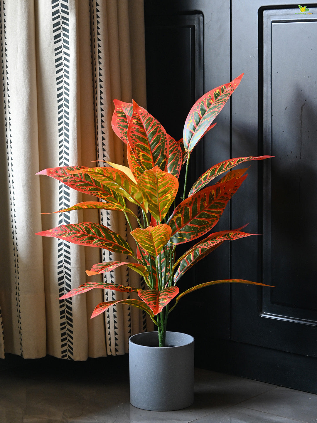 Artificial Red Iceton Croton Plant For Decor having 26 Leaves with Pot | 71.1 cm Tall Plant