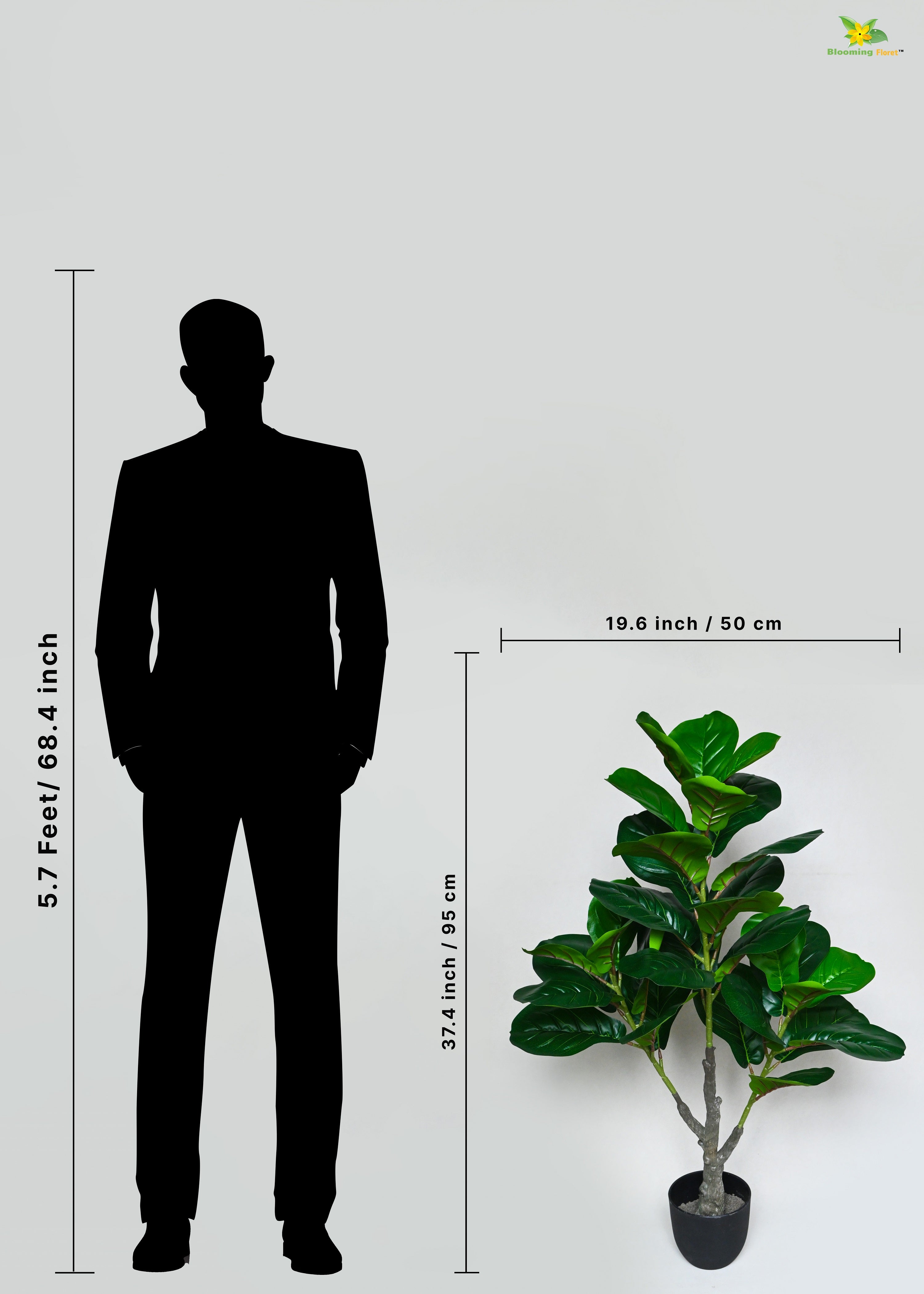 Artificial Fiddle-Leaf Fig Plant for Decor | 33 Leaves with Basic Pot | 95 cm