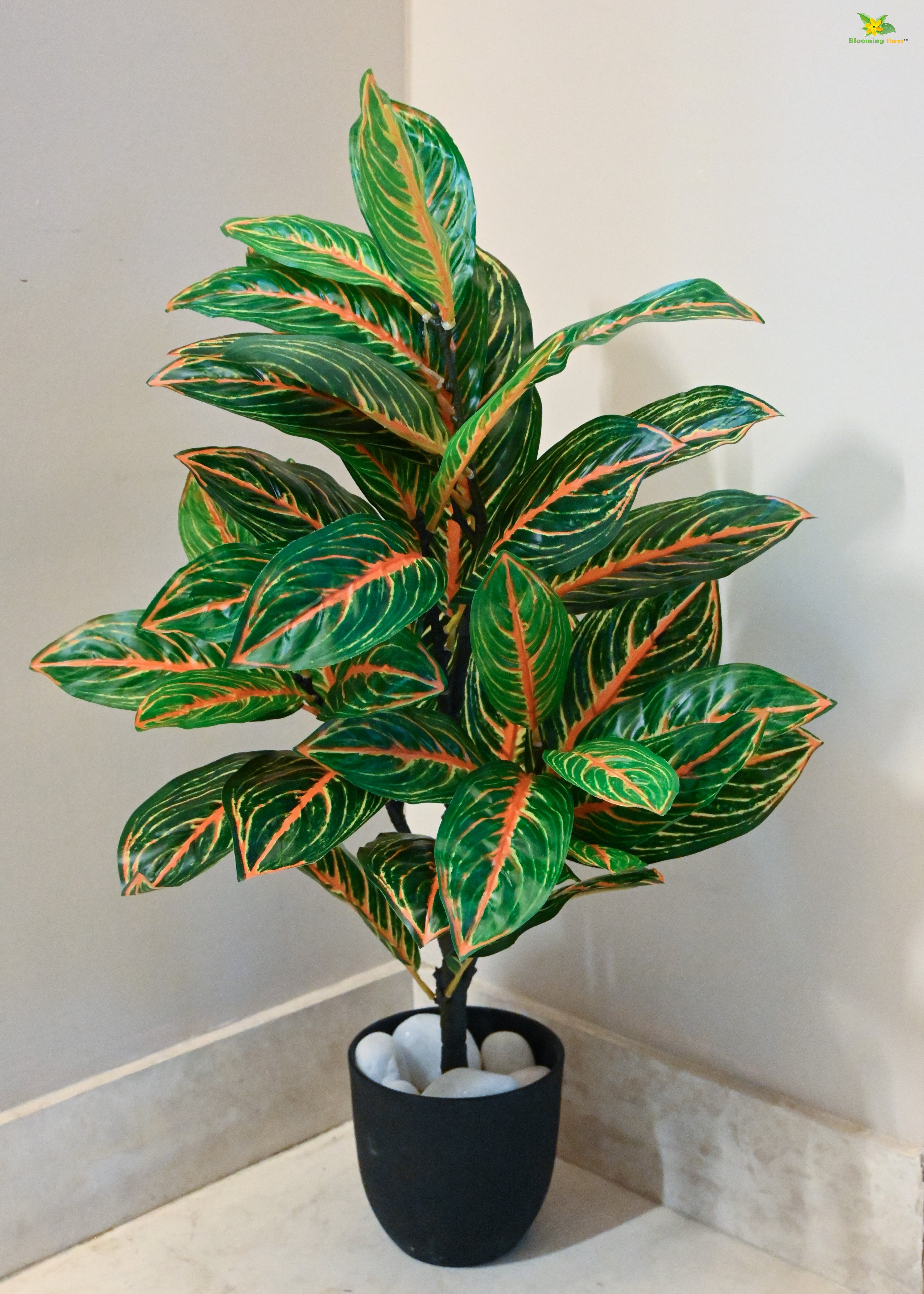 Artificial Aglaonema Plant for Decor 30 Leaves with Basic Pot | 65 cm