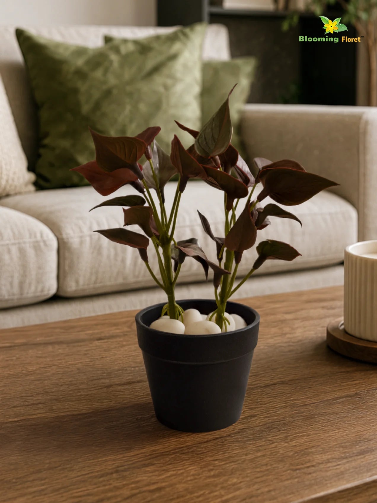 Artificial Money Plant Succulent | Maroon | 15 cm