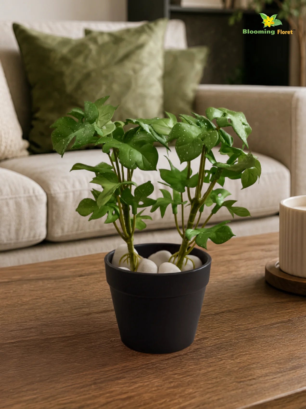 Artificial Mini Monstera Succulent | Light Green | 15 cm