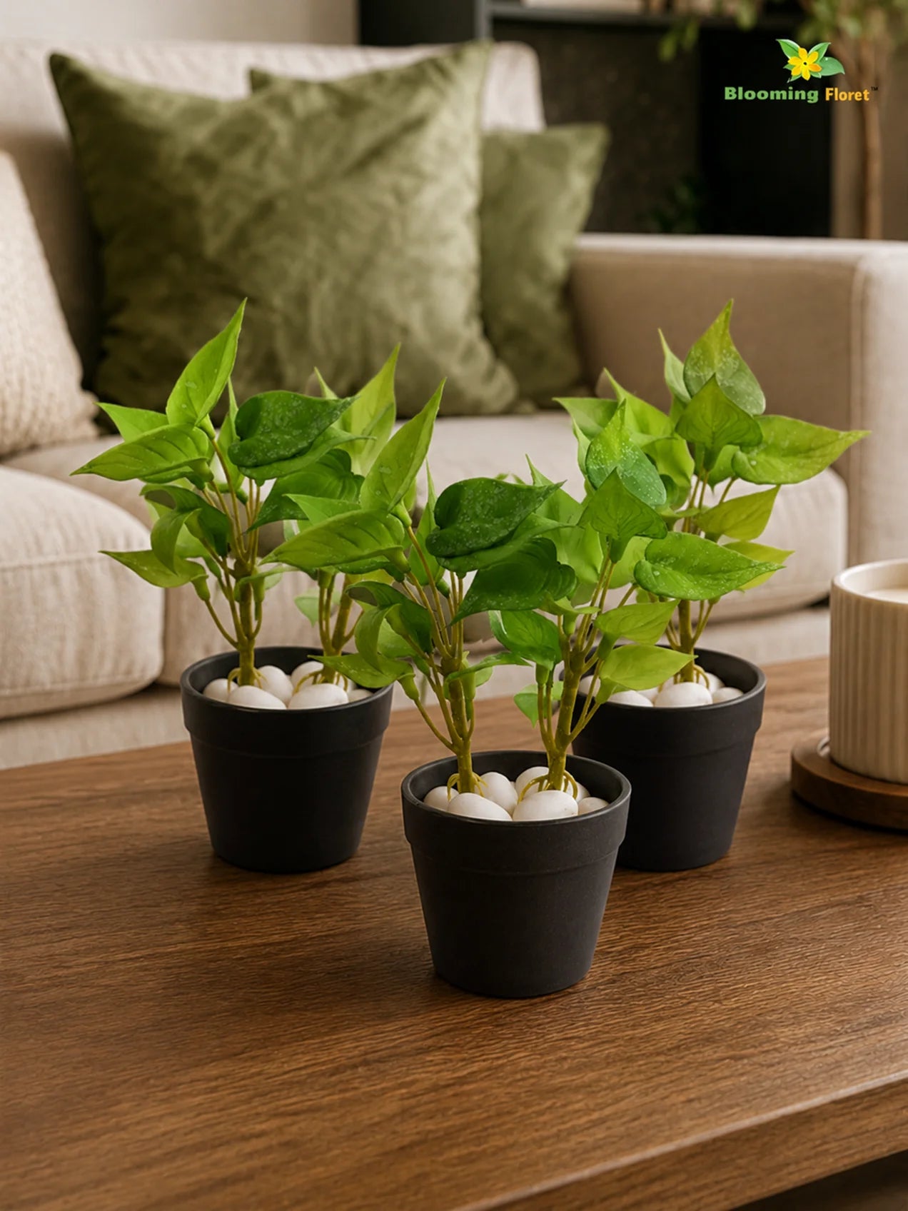 Artificial Money Plant Succulent | Light Green | 15 cm | Set of 3