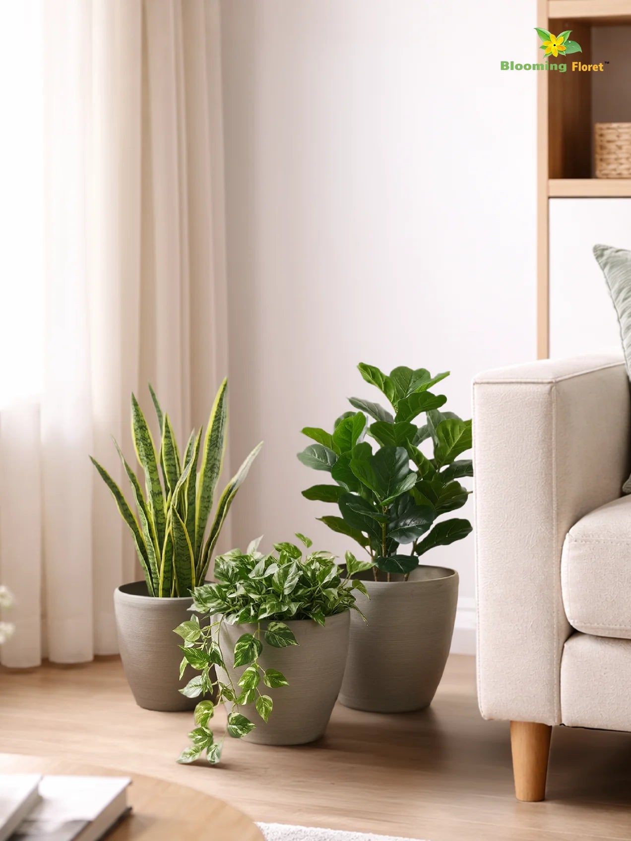 Decorative Pots | Light Brown | 17 cm | Set of 3