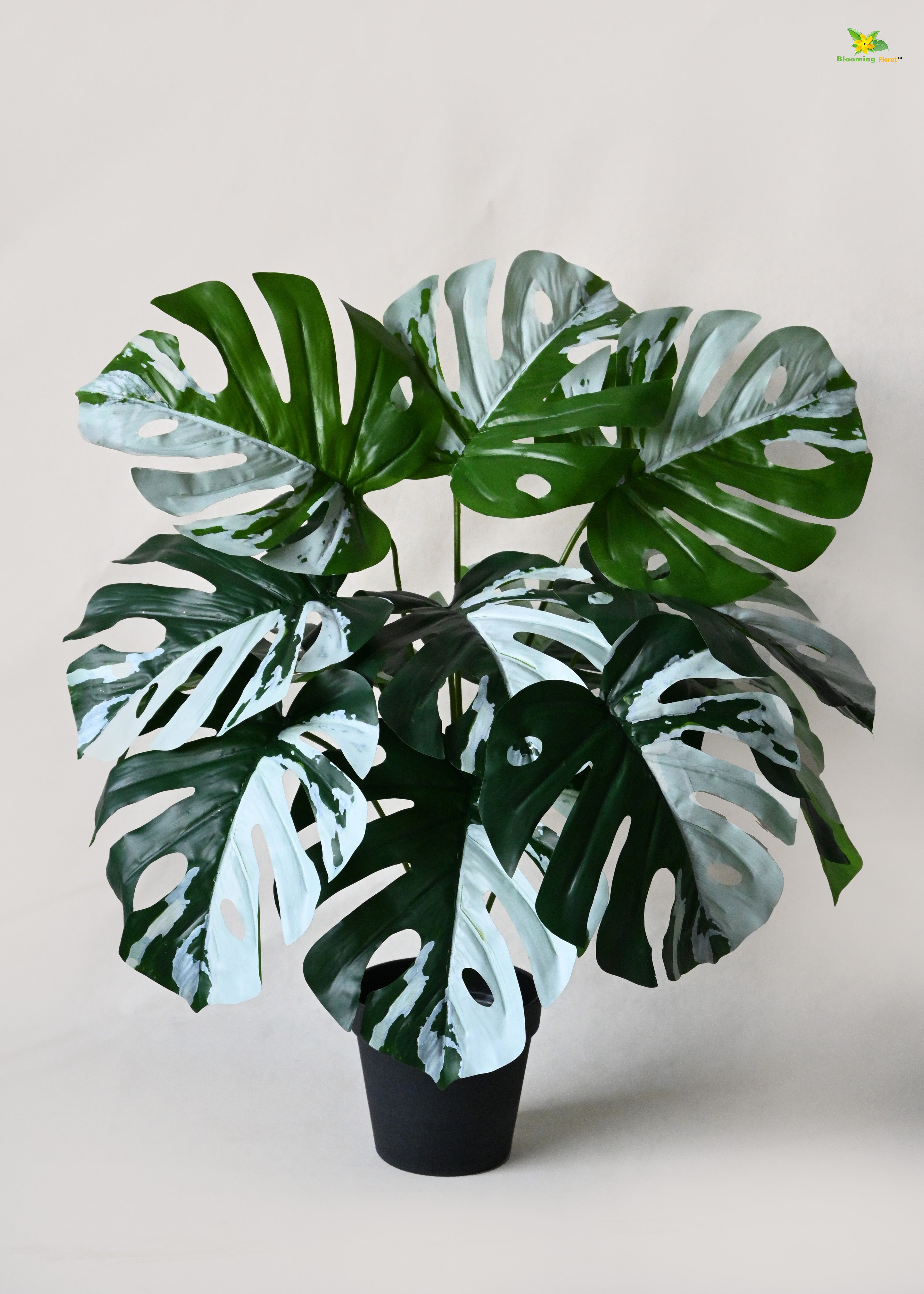 Artificial Monstera Plant for Decor | 12 Leaves with Basic Pot | 60.9 cm