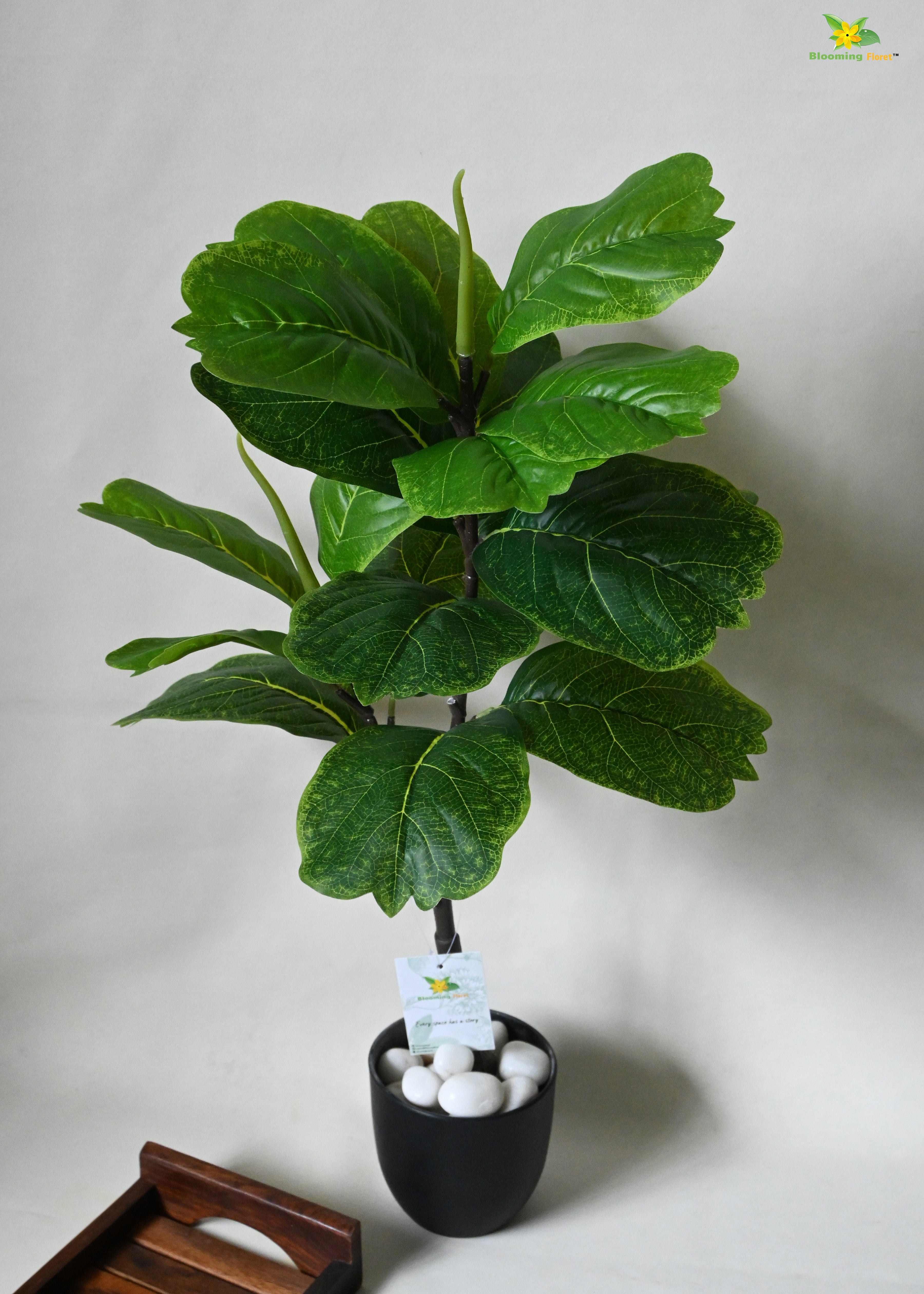 Artificial Fiddle Leaf Fig Plant For Decor 18 Leaves with Basic Pot | 71.1 cm