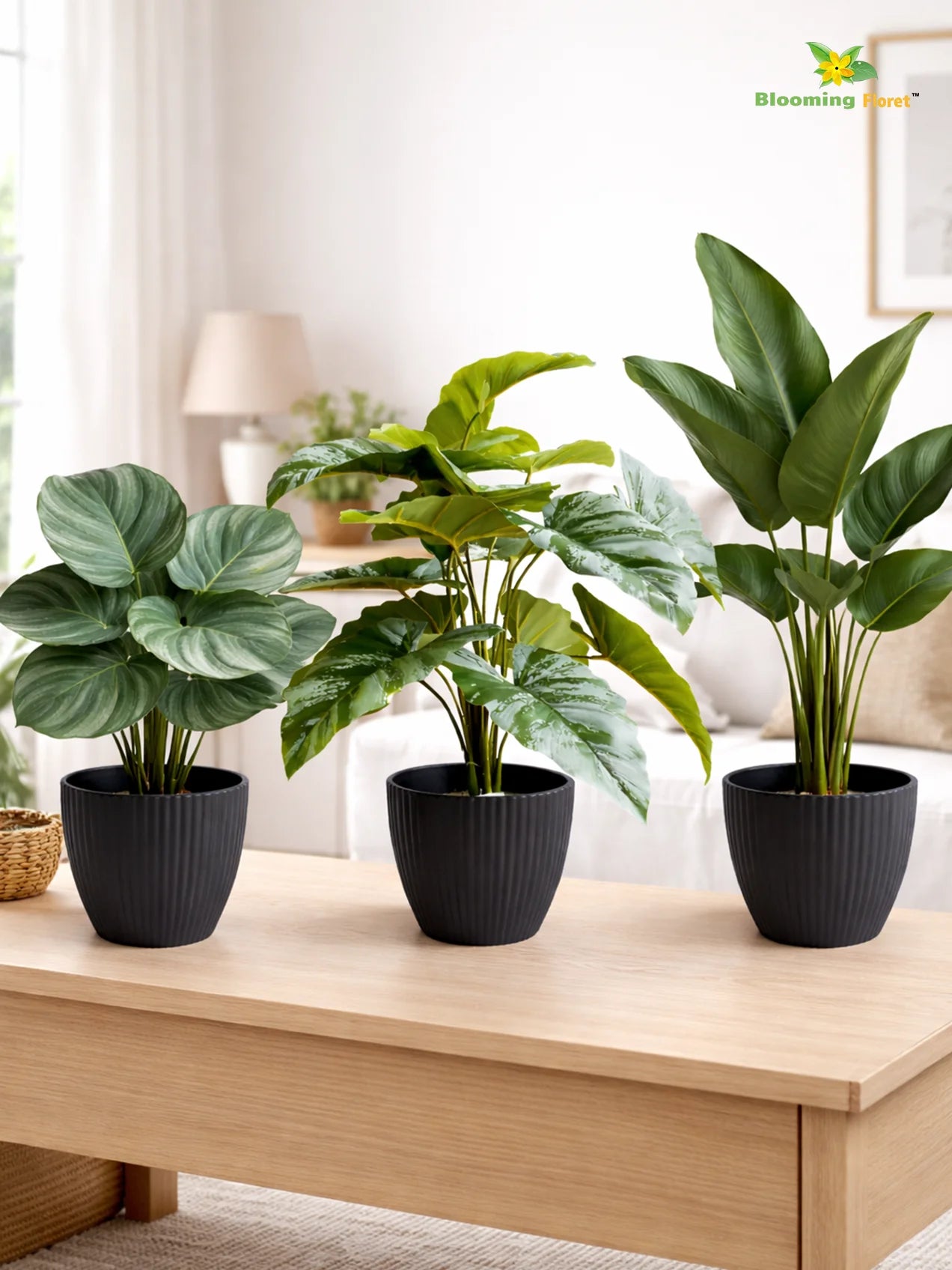 Elegant Ribbed Melamine Pot | Black | 15 cm | Set of 3