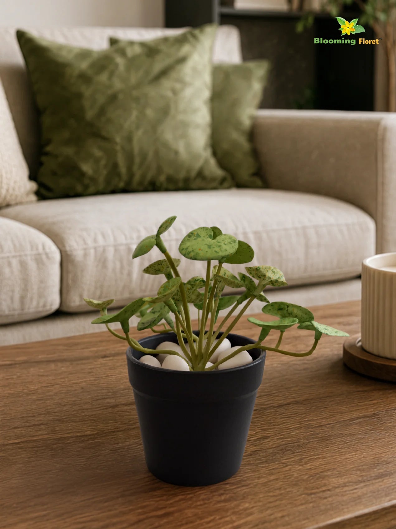 Lush Leaf Pennywort Artificial Succulent | Mixed Green Patterned | 14 cm
