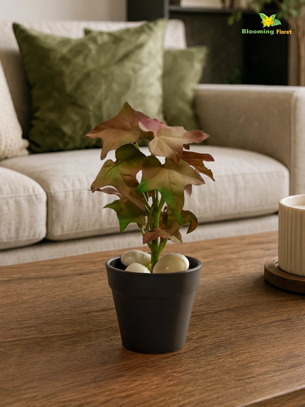 Artificial Ivy Succulent | Green & Red | 16 cm