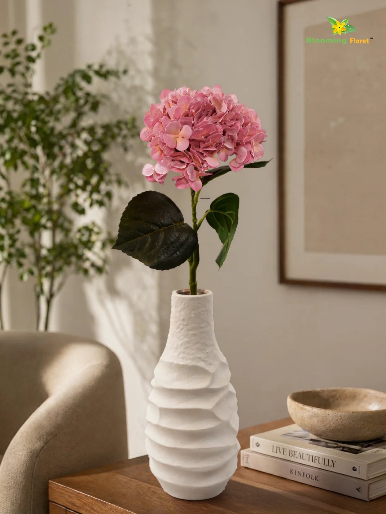 Hydrangea Flower Stick | Rose Red | 63 cm