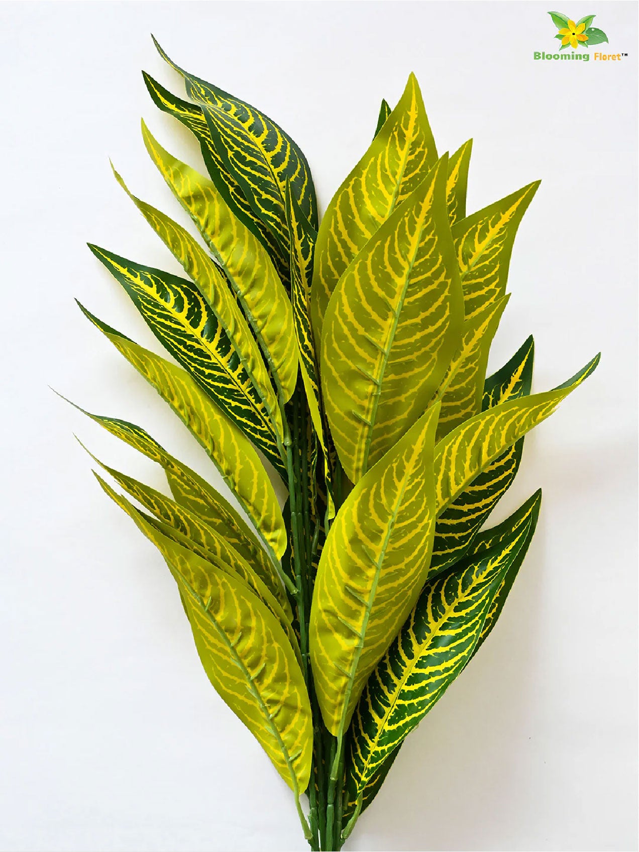 Artificial Ivory Yellow Croton Plant – 71 cm, 26 Leaves, with Pot