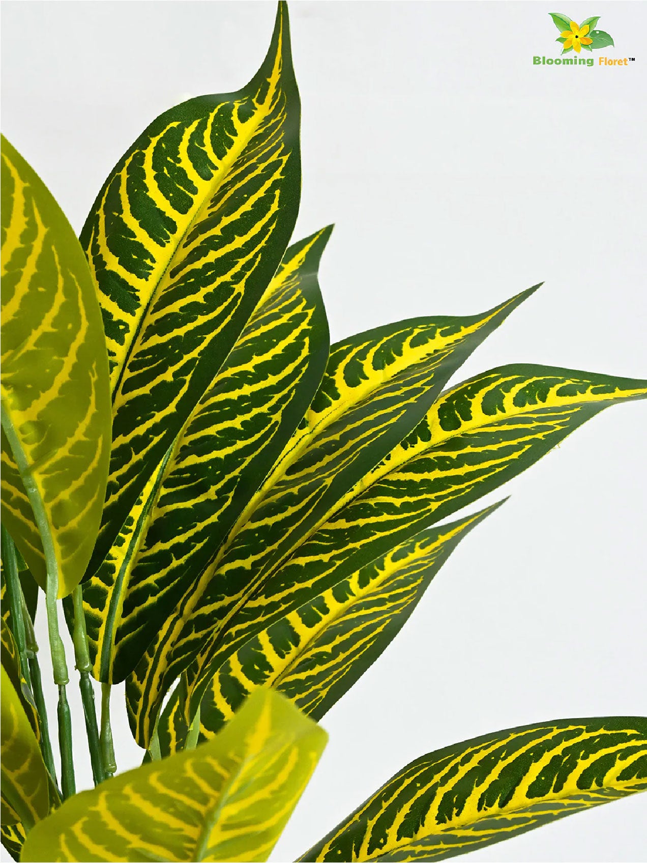 Artificial Ivory Yellow Croton Plant – 71 cm, 26 Leaves, with Pot