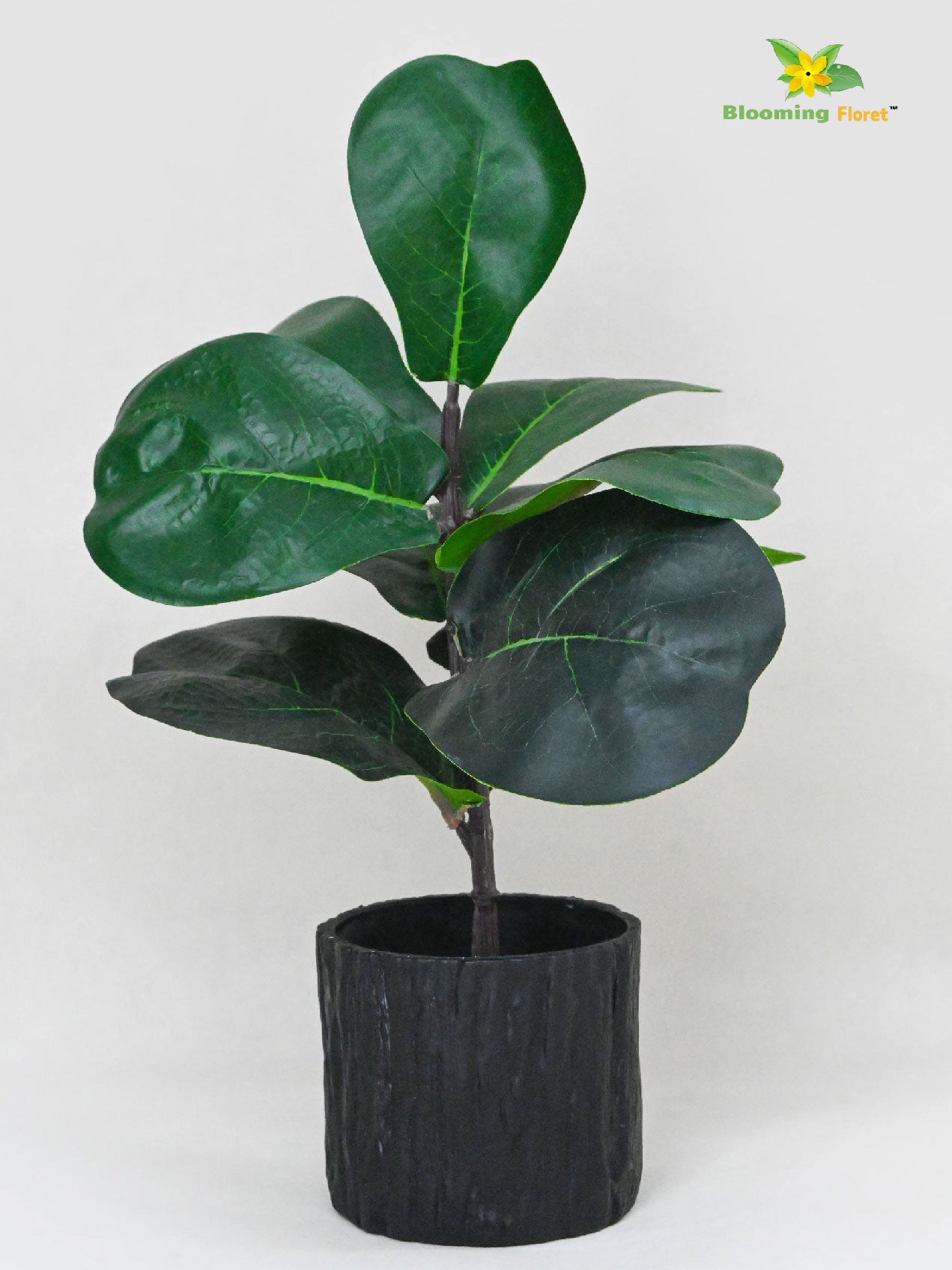 Artificial Fiddle-Leaf Fig Plant – 27.9 cm, 9 Leaves, with Basic Pot
