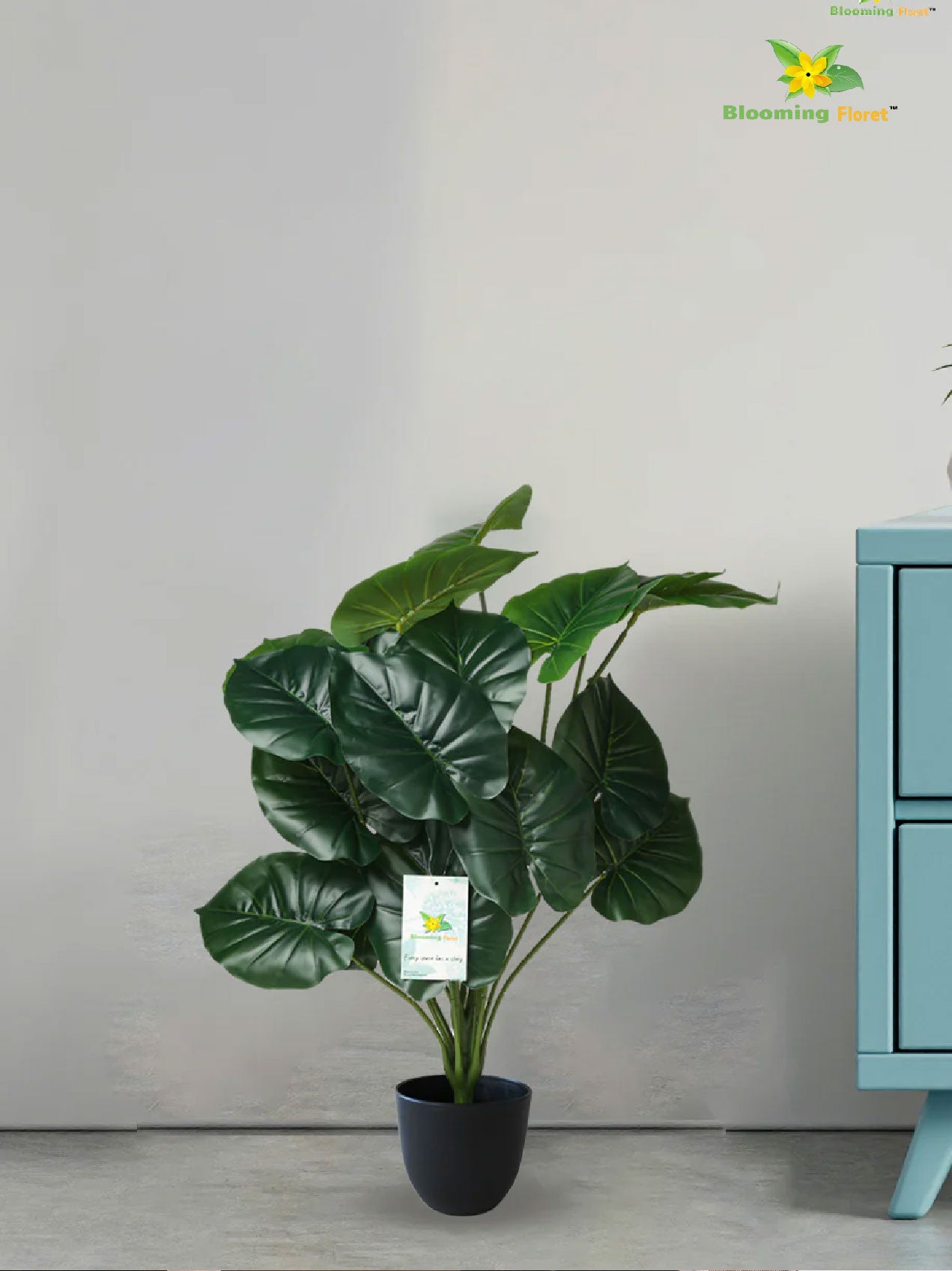 Artificial Philodendron Plant – 73.5 cm, 18 Dark Green Leaves, with Basic Pot