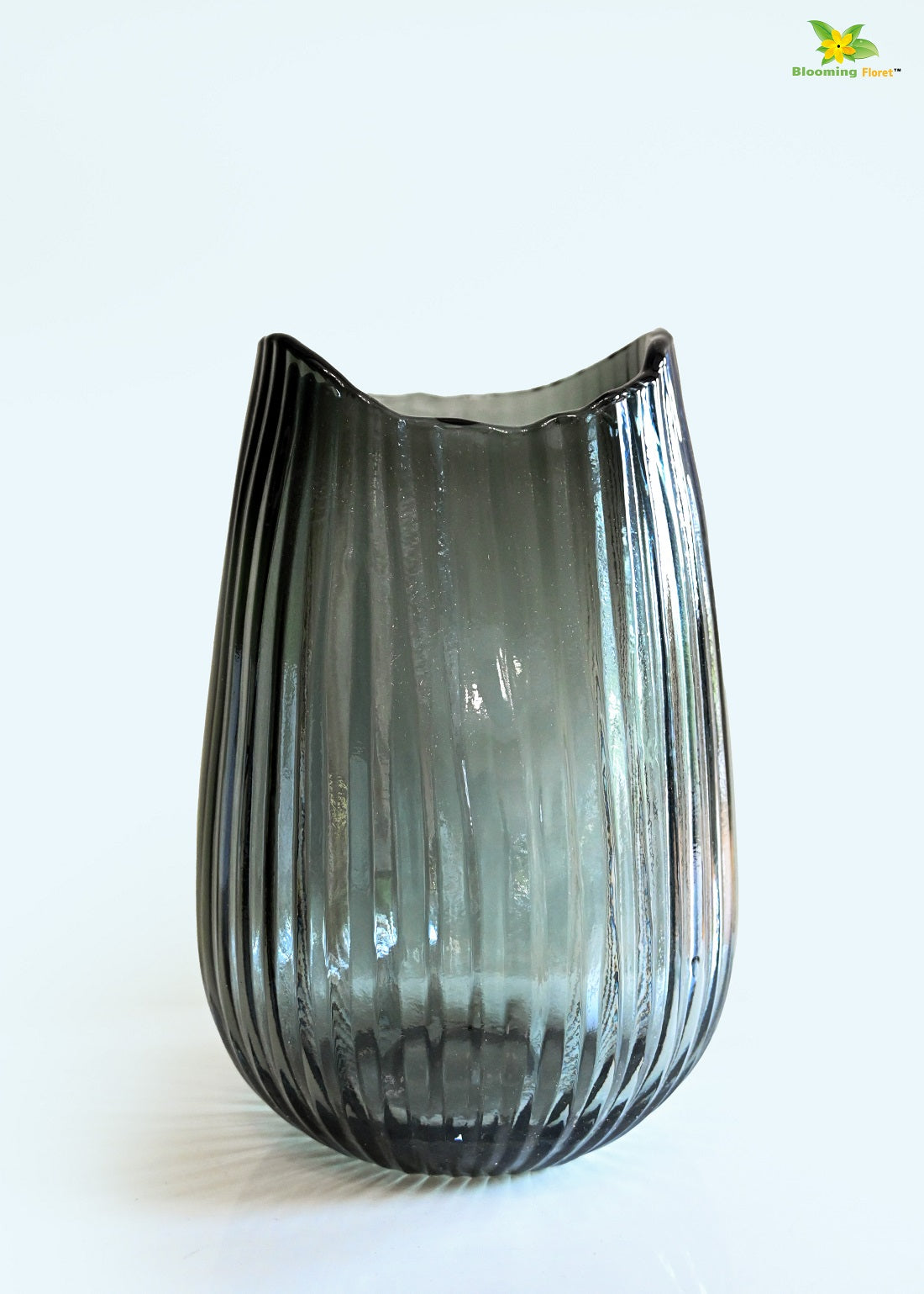 Elegant Noir Ribbed Glass Vase