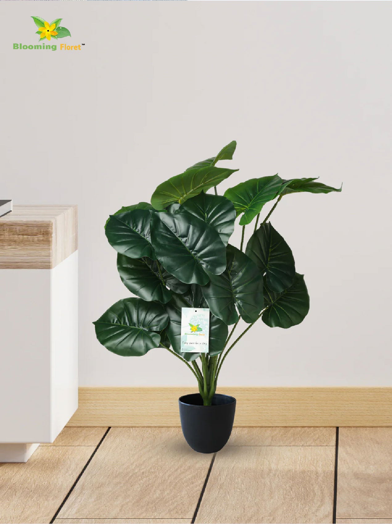 Artificial Philodendron Plant – 73.5 cm, 18 Dark Green Leaves, with Basic Pot
