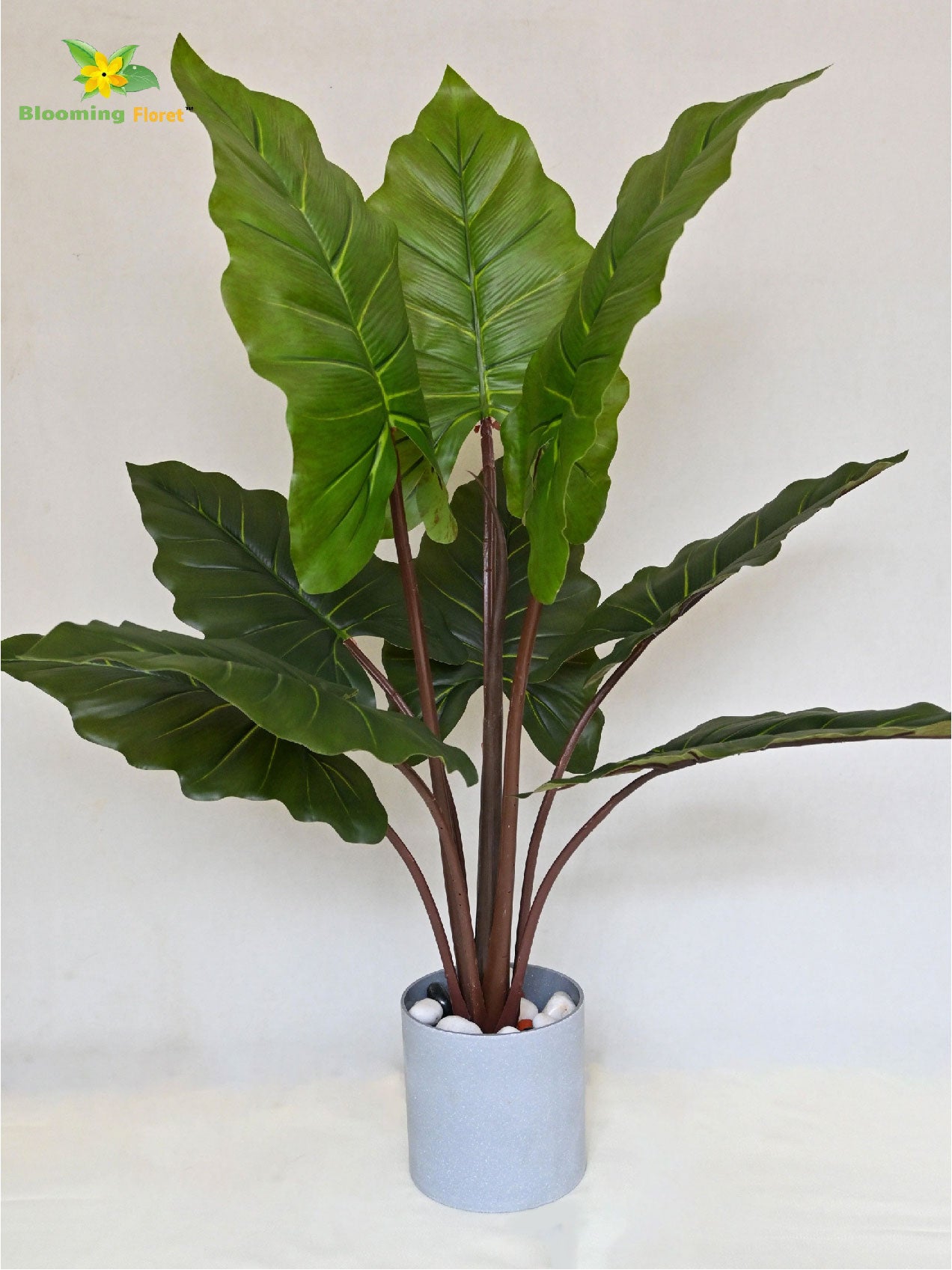 Artificial Taro Plant - 90.1 cm, 9 Leaves with Basic Pot