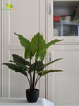 Artificial Taro Plant - 90.1 cm, 9 Leaves with Basic Pot