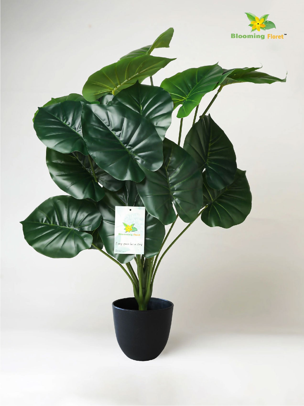 Artificial Philodendron Plant – 73.5 cm, 18 Dark Green Leaves, with Basic Pot