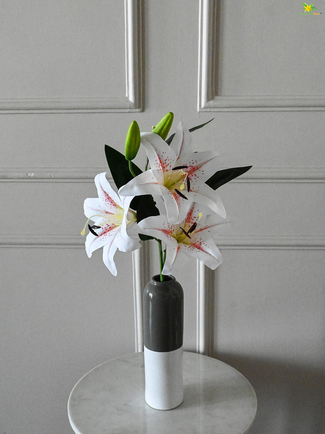 Artificial Lily Flower Stick - White, Yellow