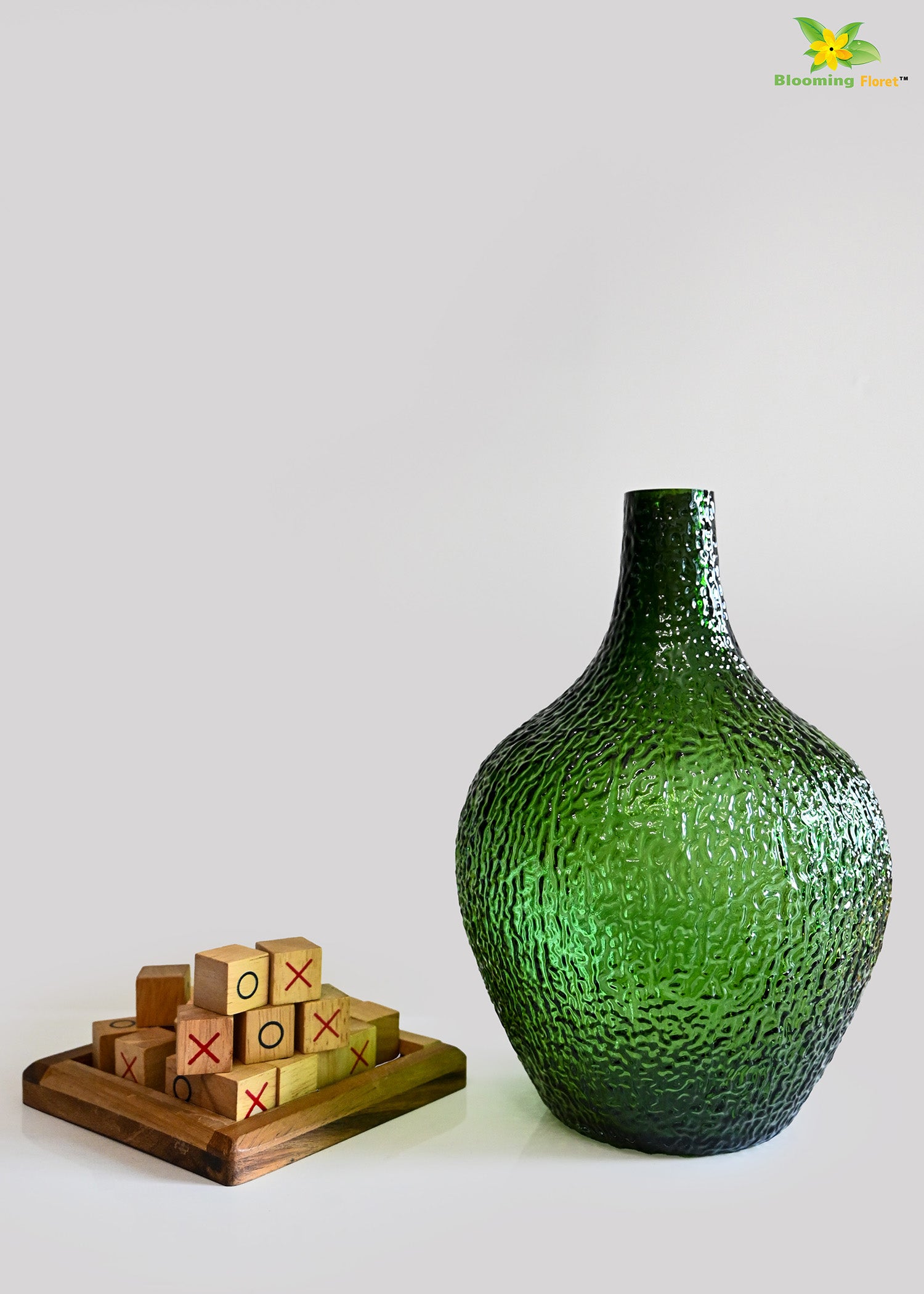 Globular Glass Vase | Green | 25 cm