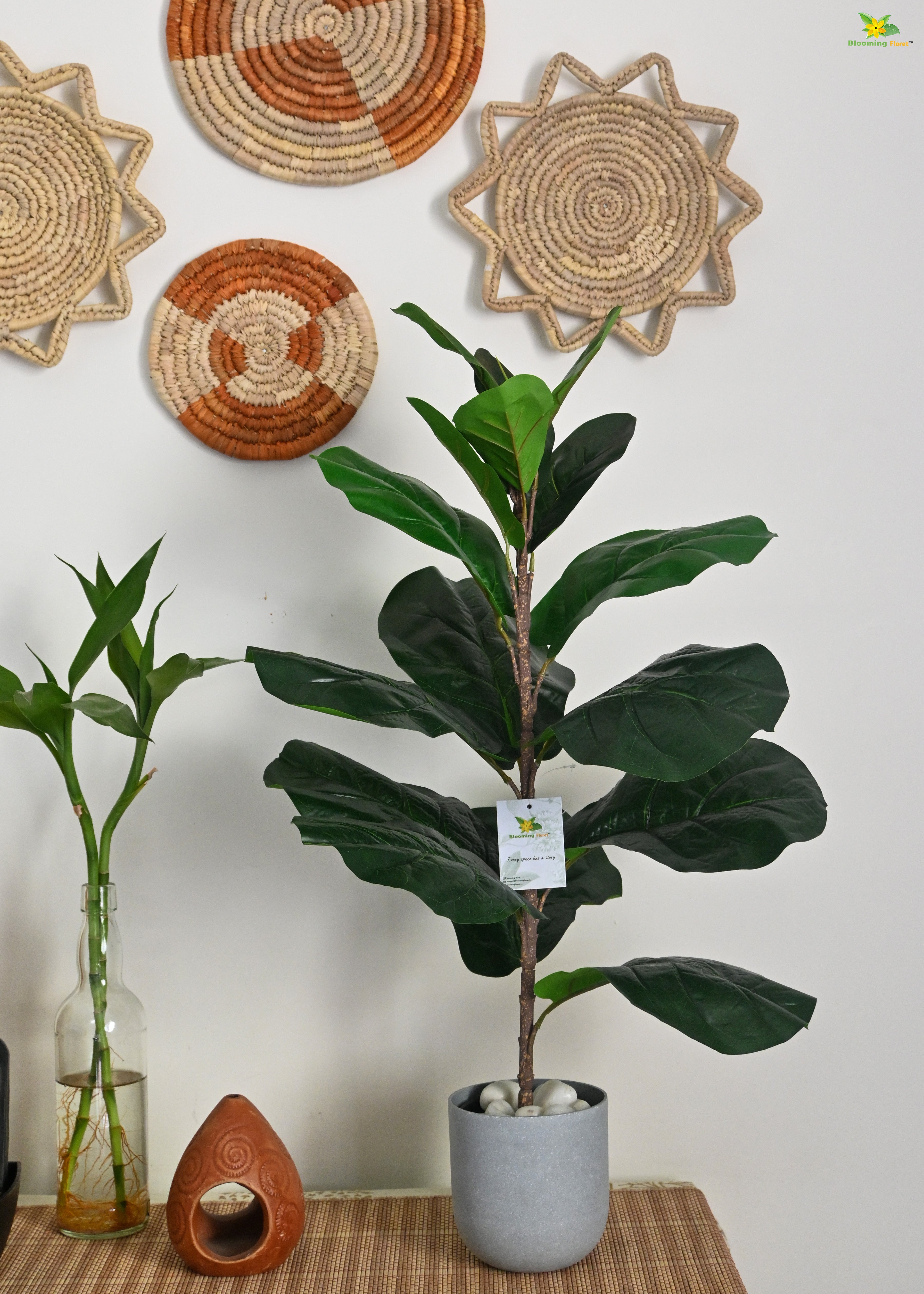 Artificial Fiddle-Leaf Fig Plant for Decor 16 Leaves with Basic Pot | 66 cm