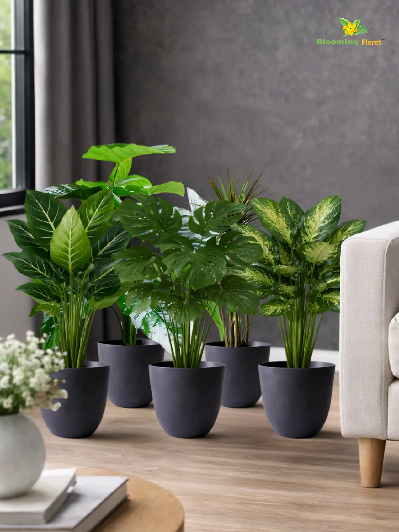 Black Round Planter | 17 cm | Set of 5