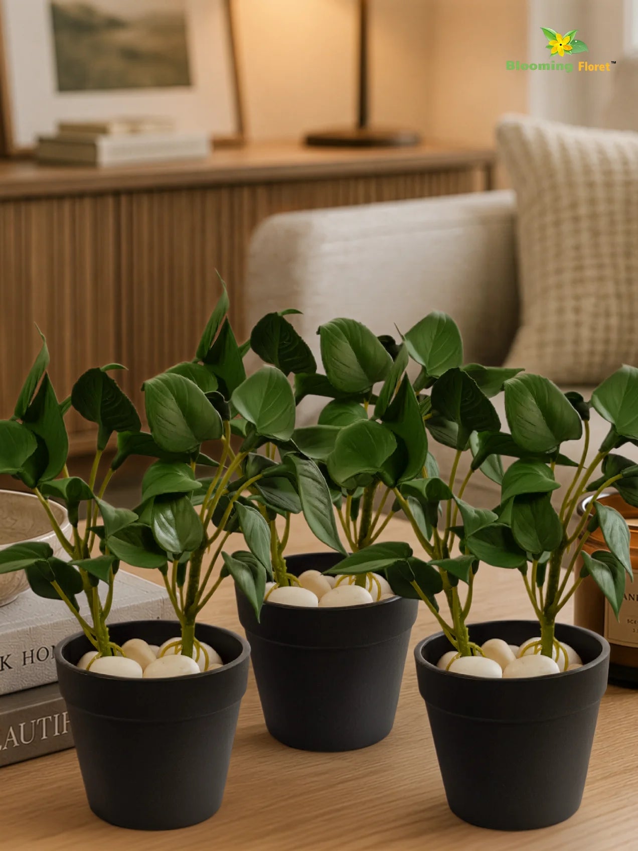 Artificial Money Plant Succulent | Dark Green | 15 cm | Set of 3