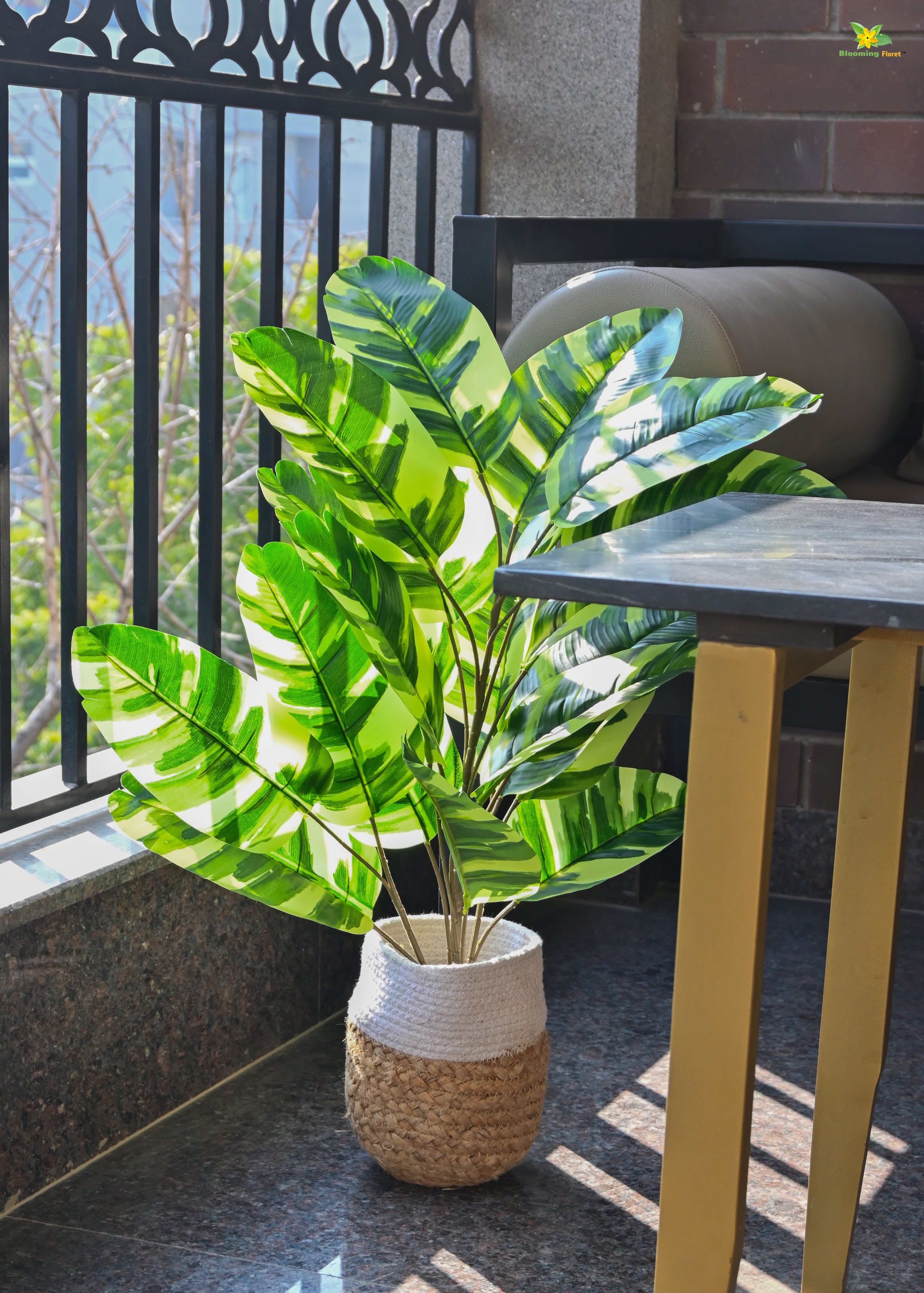 Artificial Calathea Zebrina Plant for Decor | 21 Leaves with Basic Pot | 78.7 cm