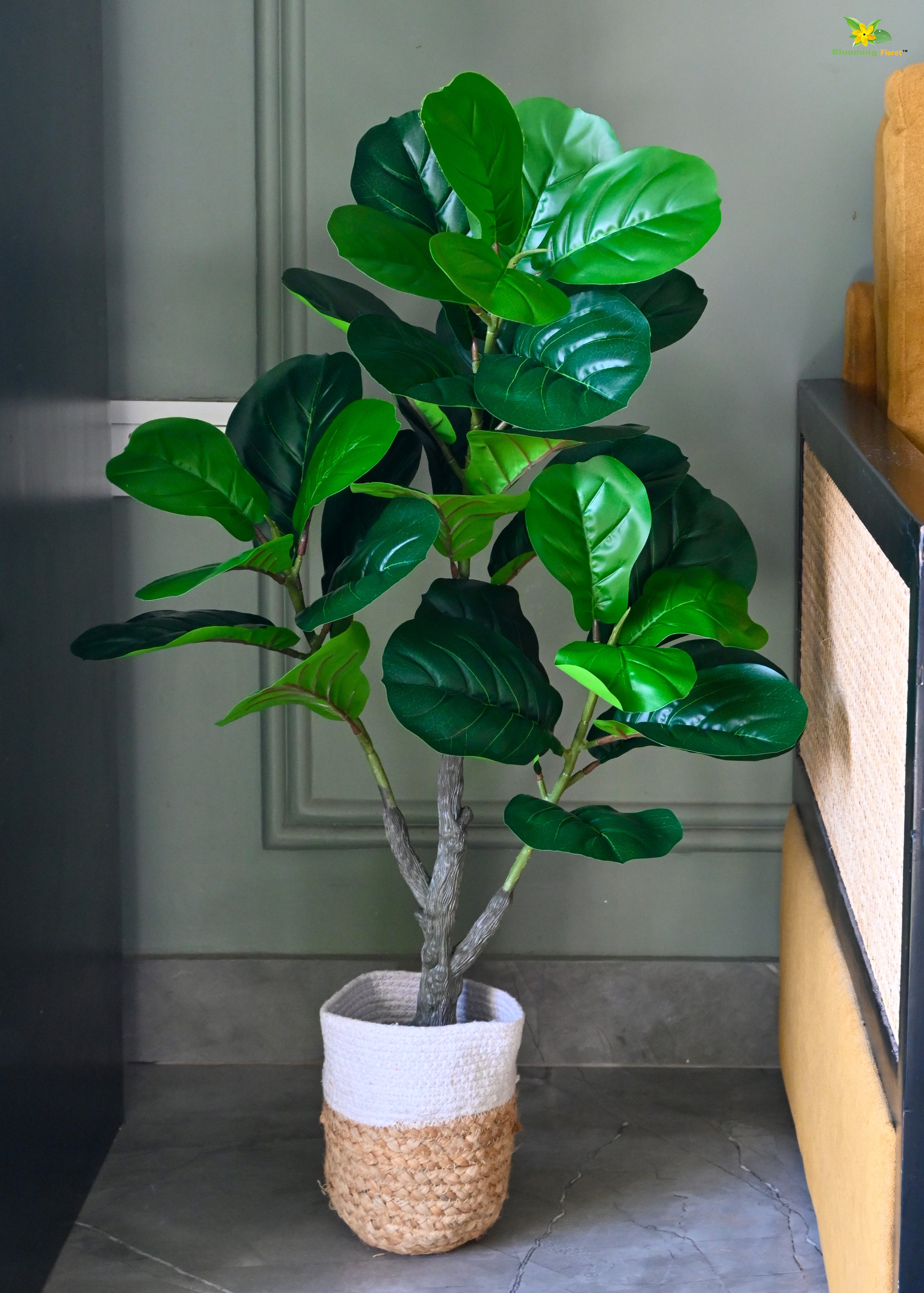 Artificial Fiddle-Leaf Fig Plant for Decor | 33 Leaves with Basic Pot | 95 cm